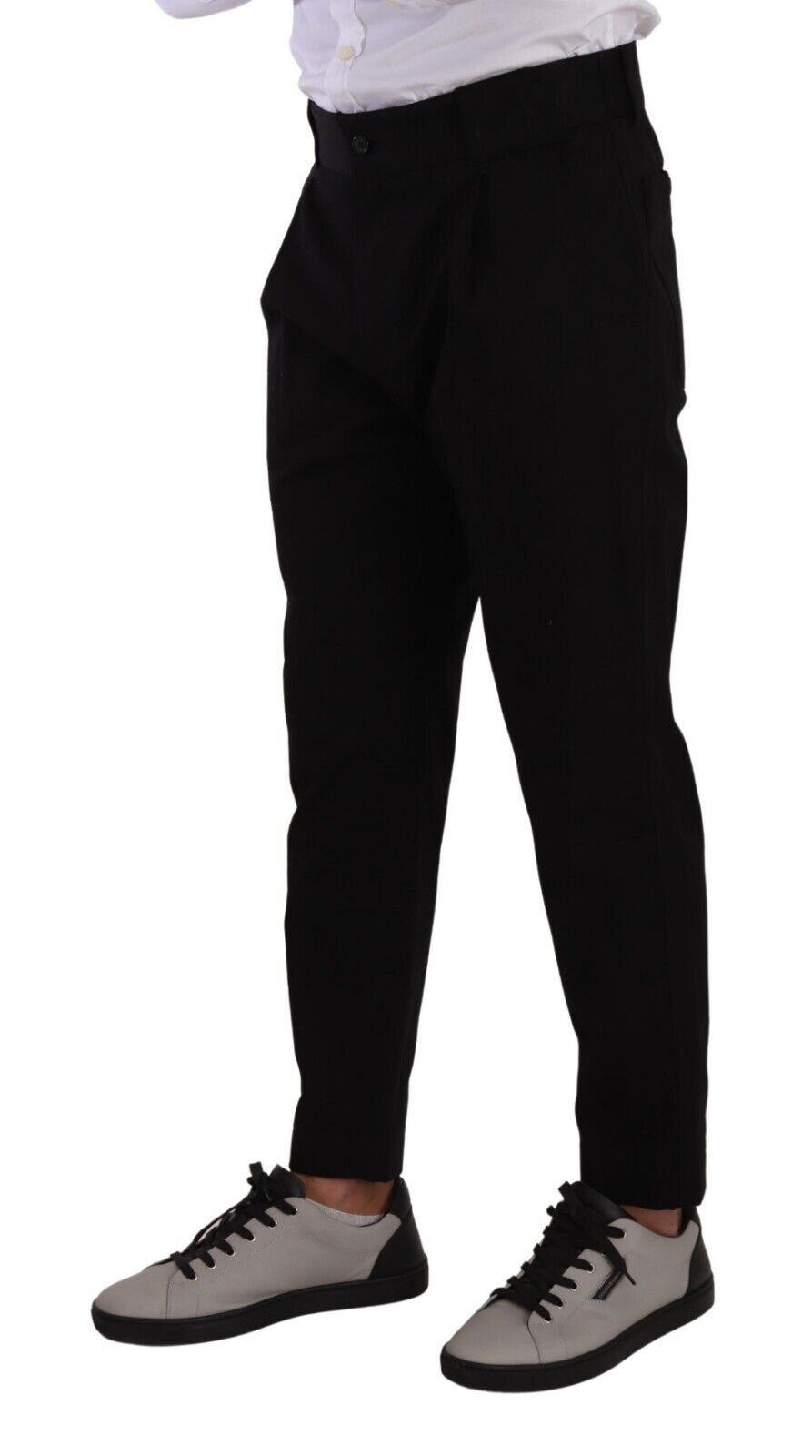 Black Cotton Stretch Chinos Trouser Jeans - ventzia