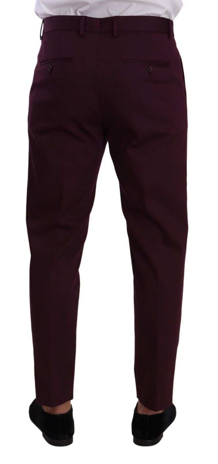 Purple Cotton Tapered Chinos Dress Pants - ventzia