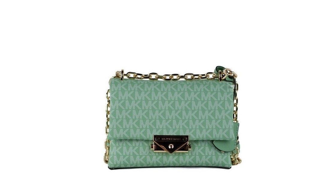 Cece Small Sea Green Signature PVC Convertible Flap Crossbody Bag - ventzia