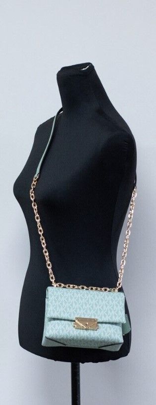 Cece Small Sea Green Signature PVC Convertible Flap Crossbody Bag - ventzia