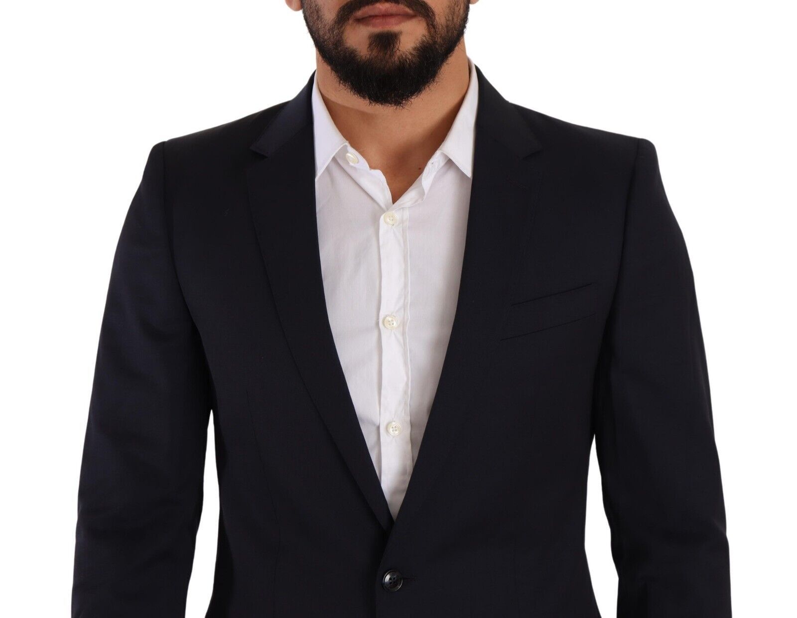 Dark Blue Single Breasted Coat MARTINI Blazer - ventzia