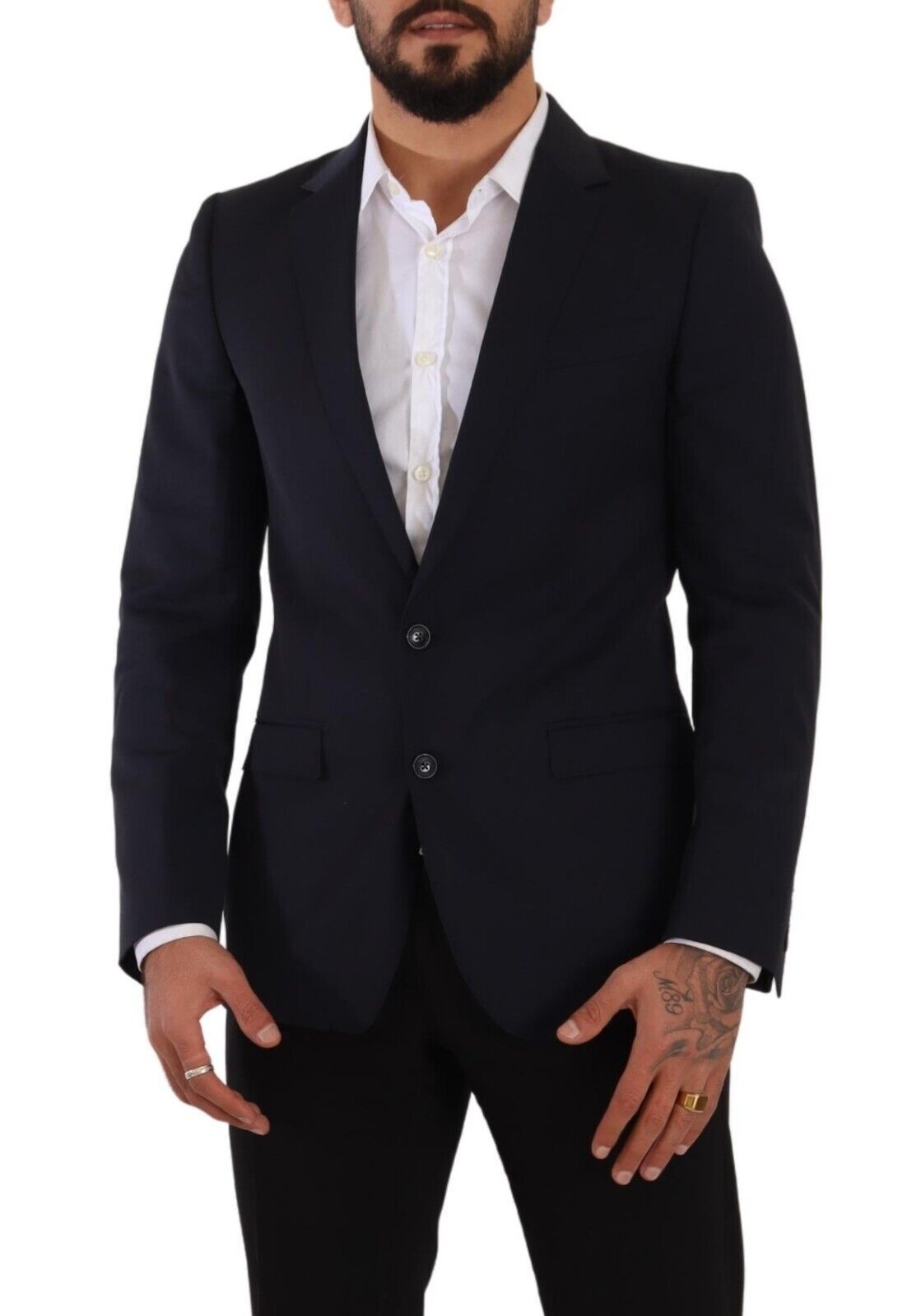Dark Blue Single Breasted Coat MARTINI Blazer - ventzia