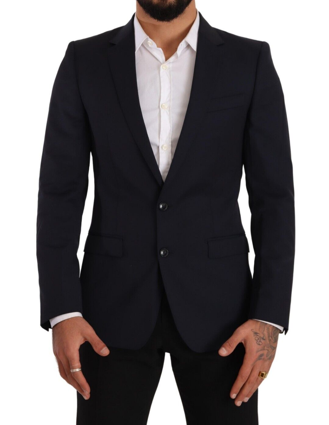 Dark Blue Single Breasted Coat MARTINI Blazer - ventzia