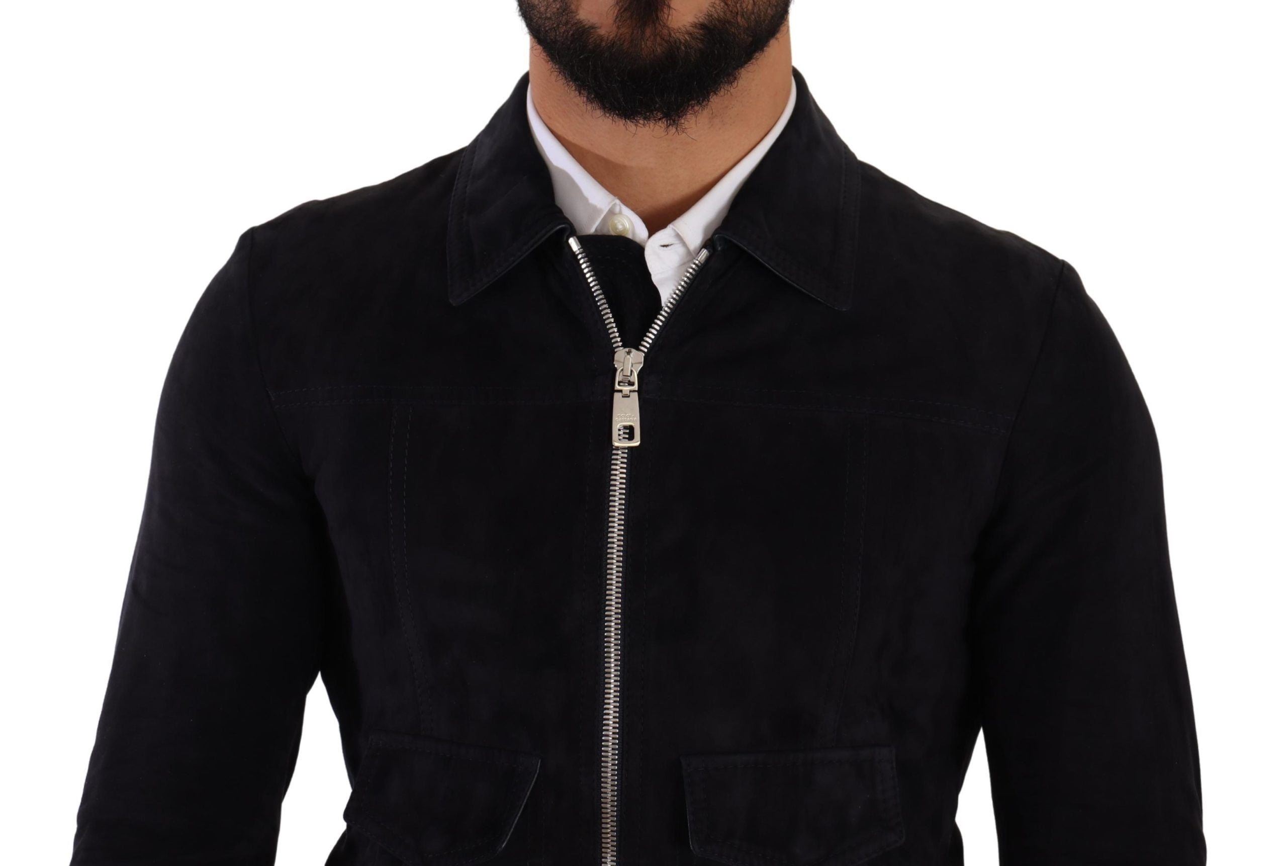 Blue Suede Lambskin Leather Coat Jacket - ventzia