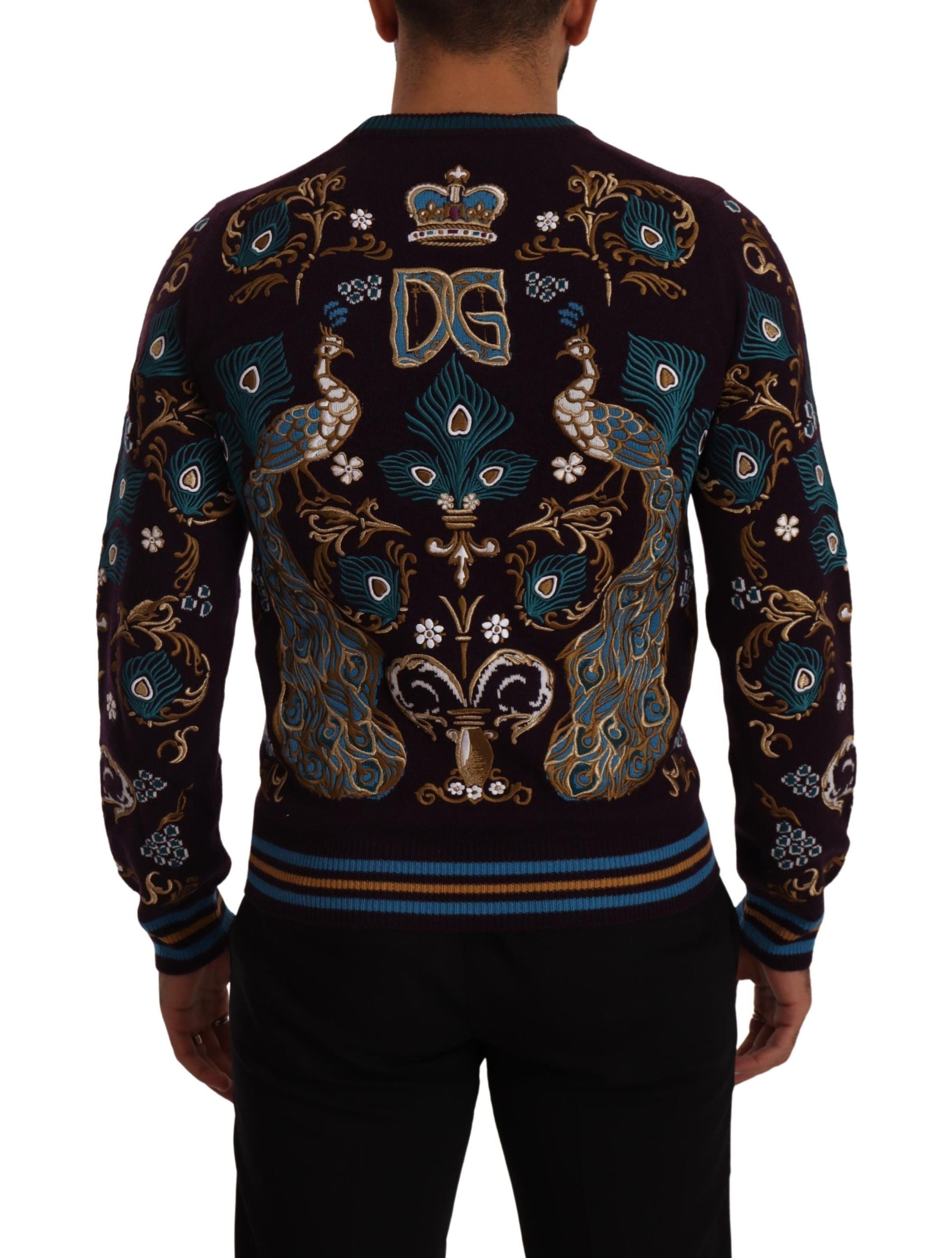 Bordeaux Cashmere DG Crown Embroidered Sweater - ventzia