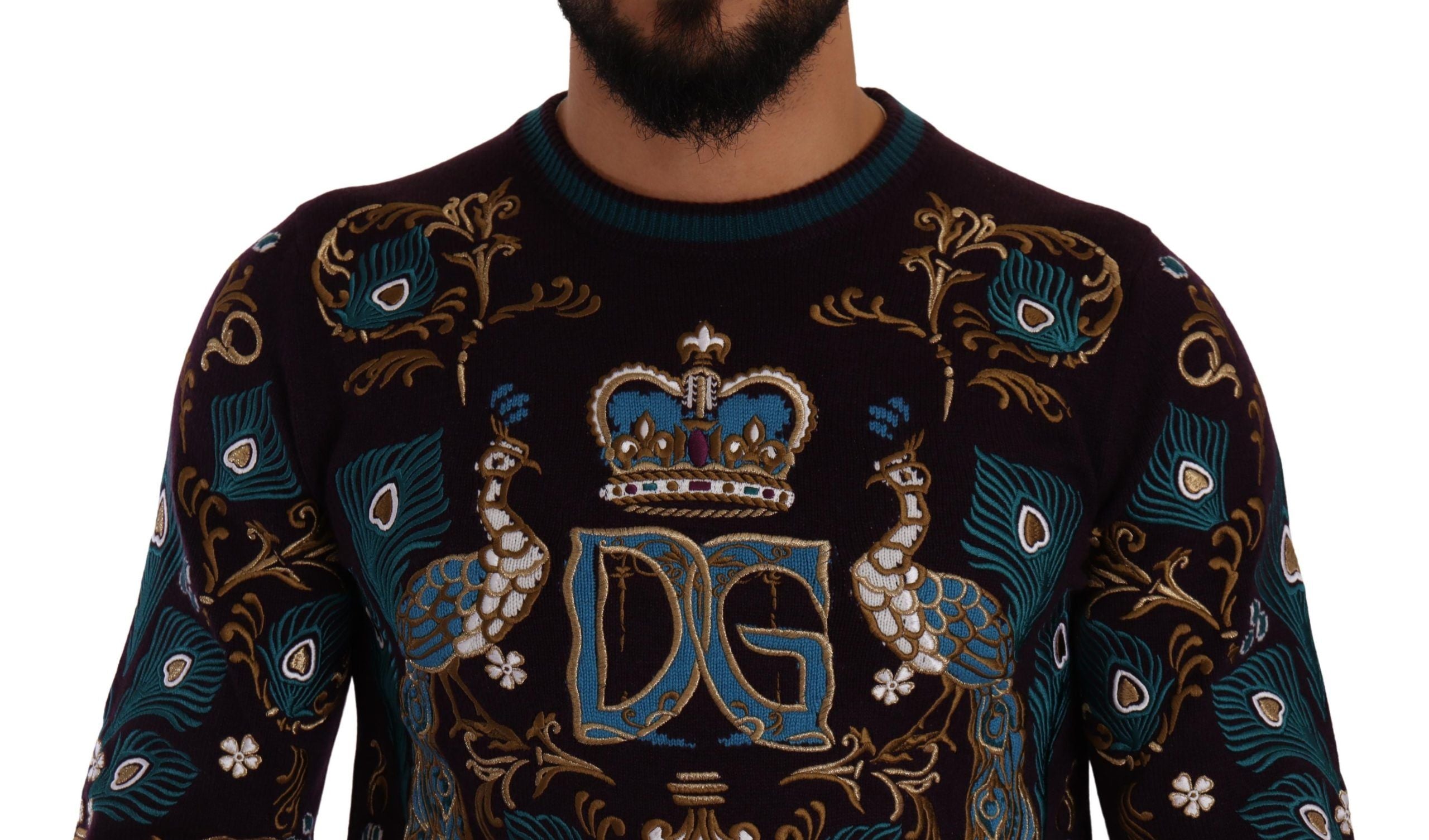 Bordeaux Cashmere DG Crown Embroidered Sweater - ventzia