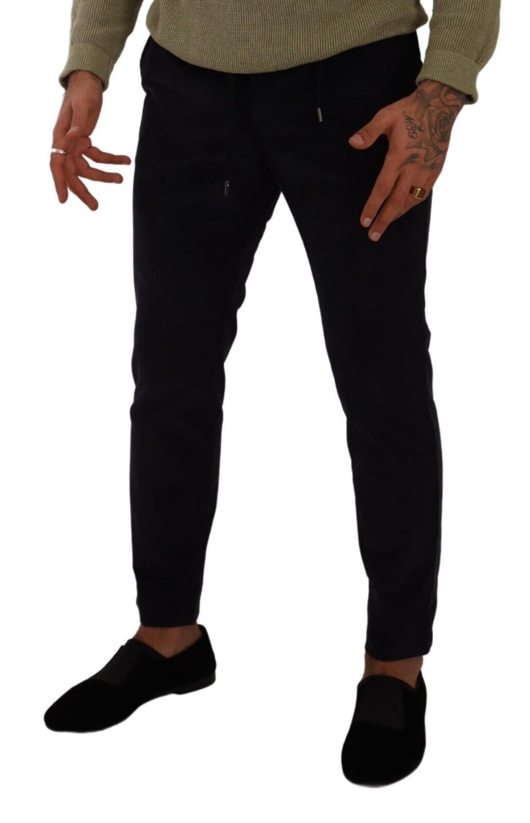 Blue Cotton Skinny Corduroy Trouser Pants - ventzia