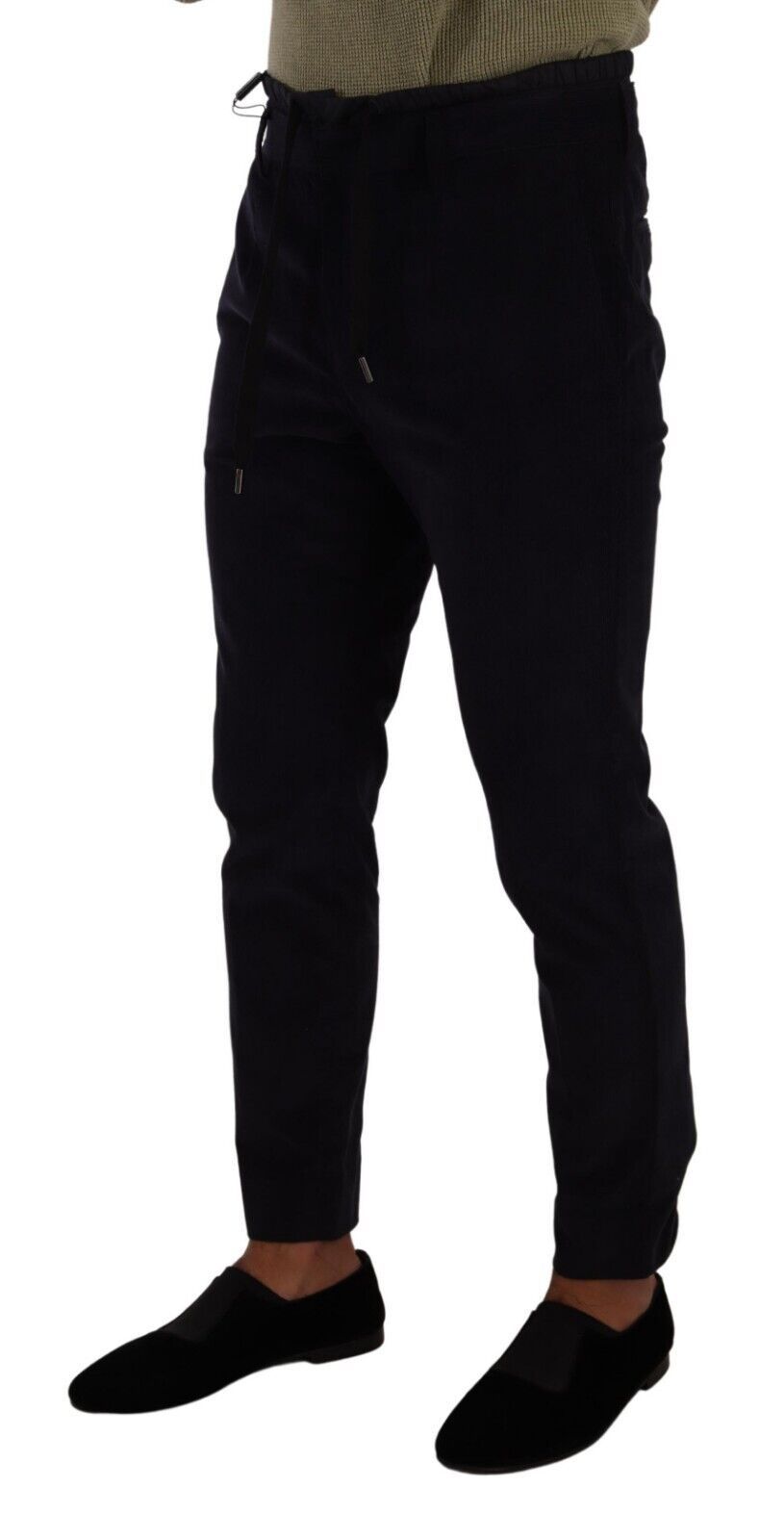 Blue Cotton Skinny Corduroy Trouser Pants - ventzia