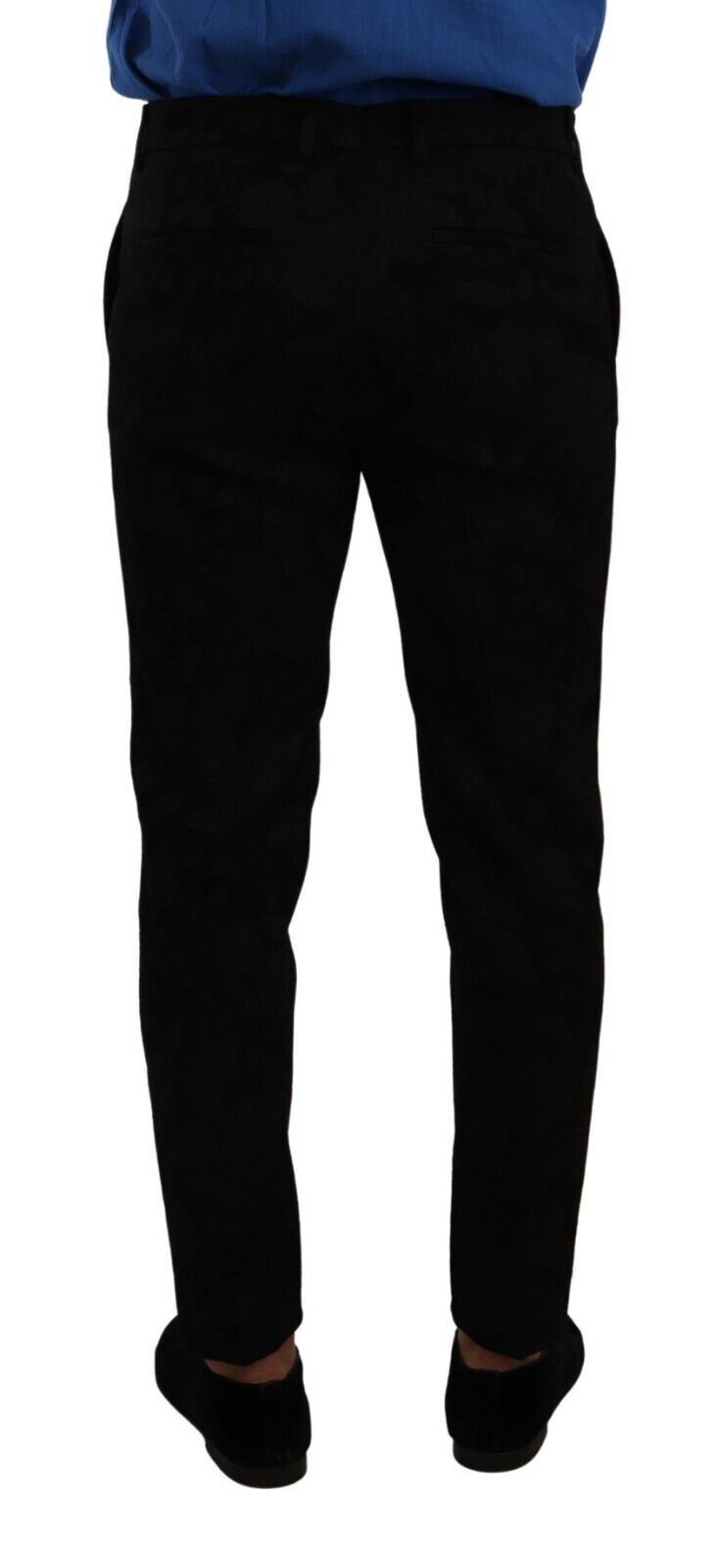 Black Brocade Skinny Formal Trouser Dress Pants - ventzia