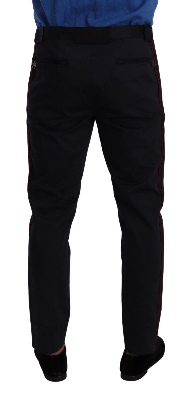 Blue Bordeaux Cotton Skinny Chino Pants - ventzia