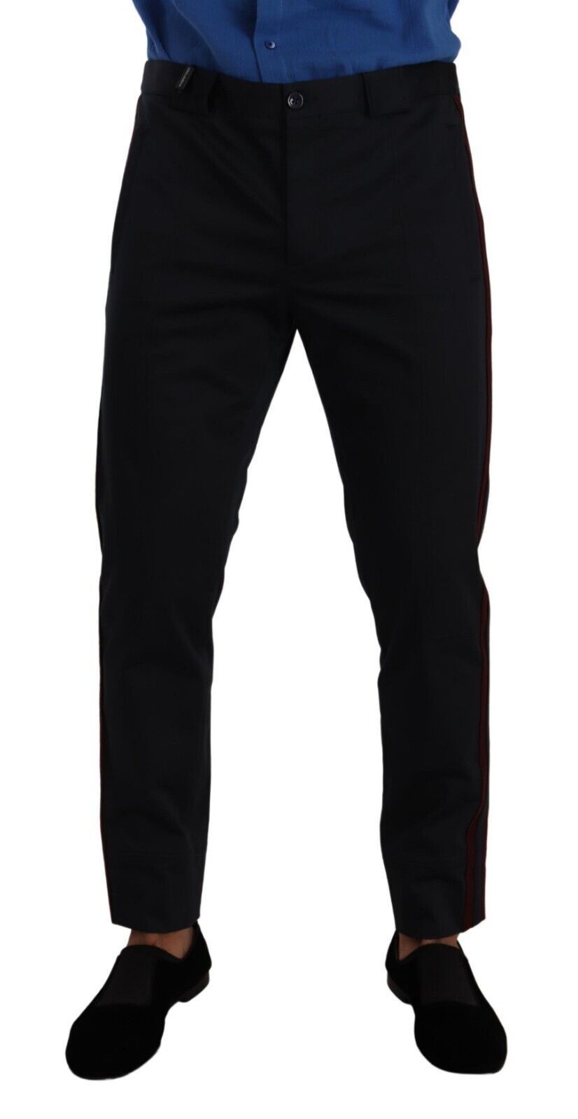Blue Bordeaux Cotton Skinny Chino Pants - ventzia