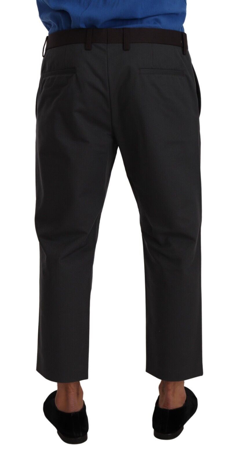Gray Bordeaux Striped Cropped Trouser Pants - ventzia