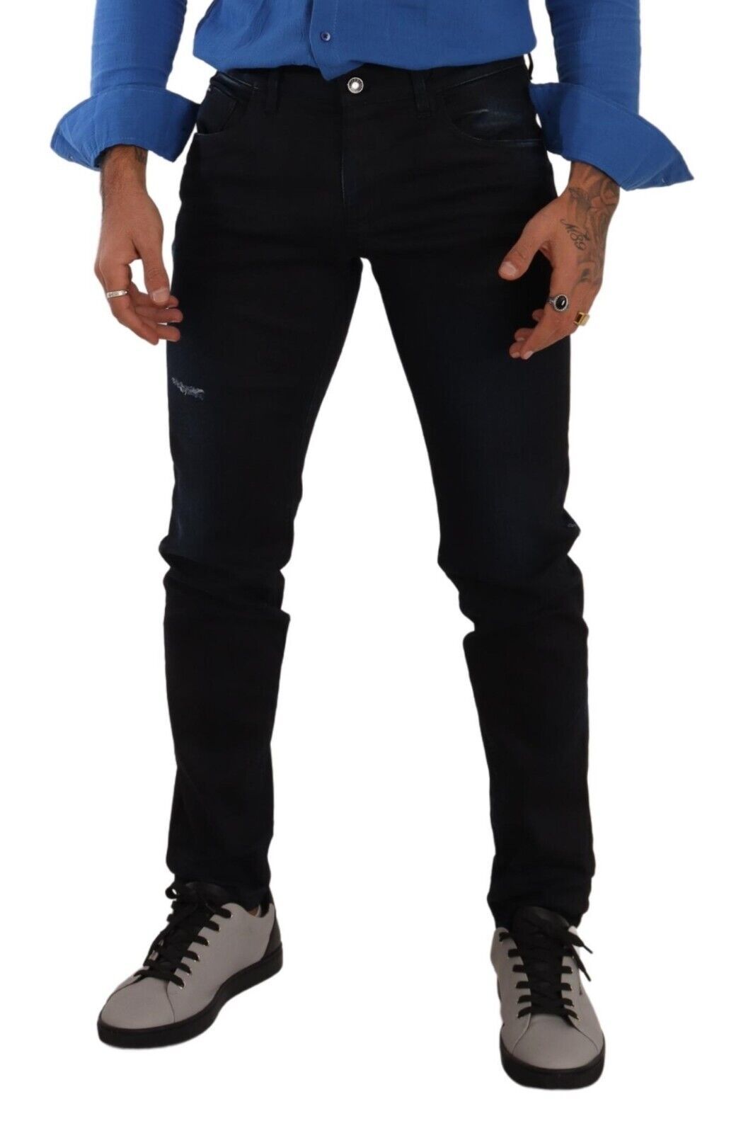 Blue Cotton Stretch Skinny Denim Trouser Jeans - ventzia