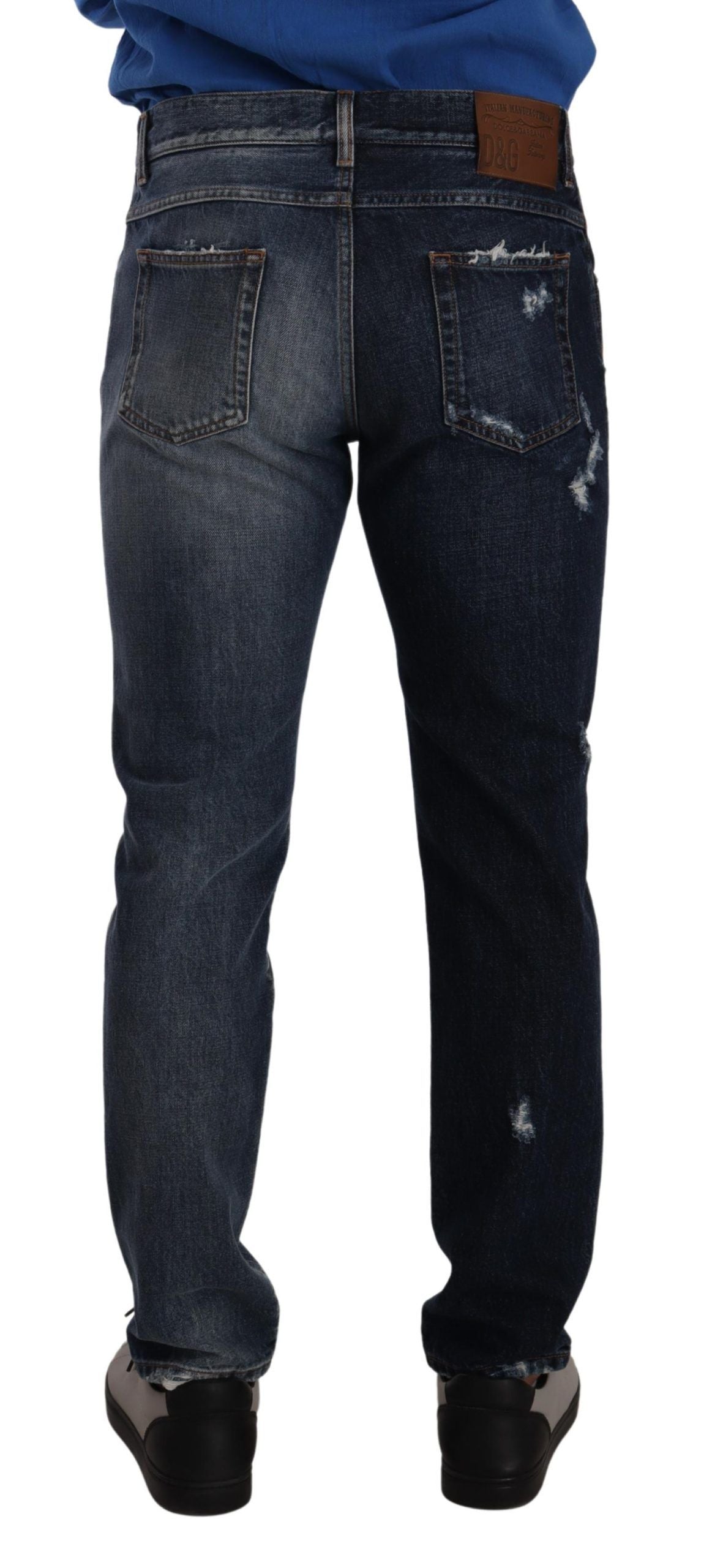 Blue Cotton Regular Denim Trousers Jeans - ventzia