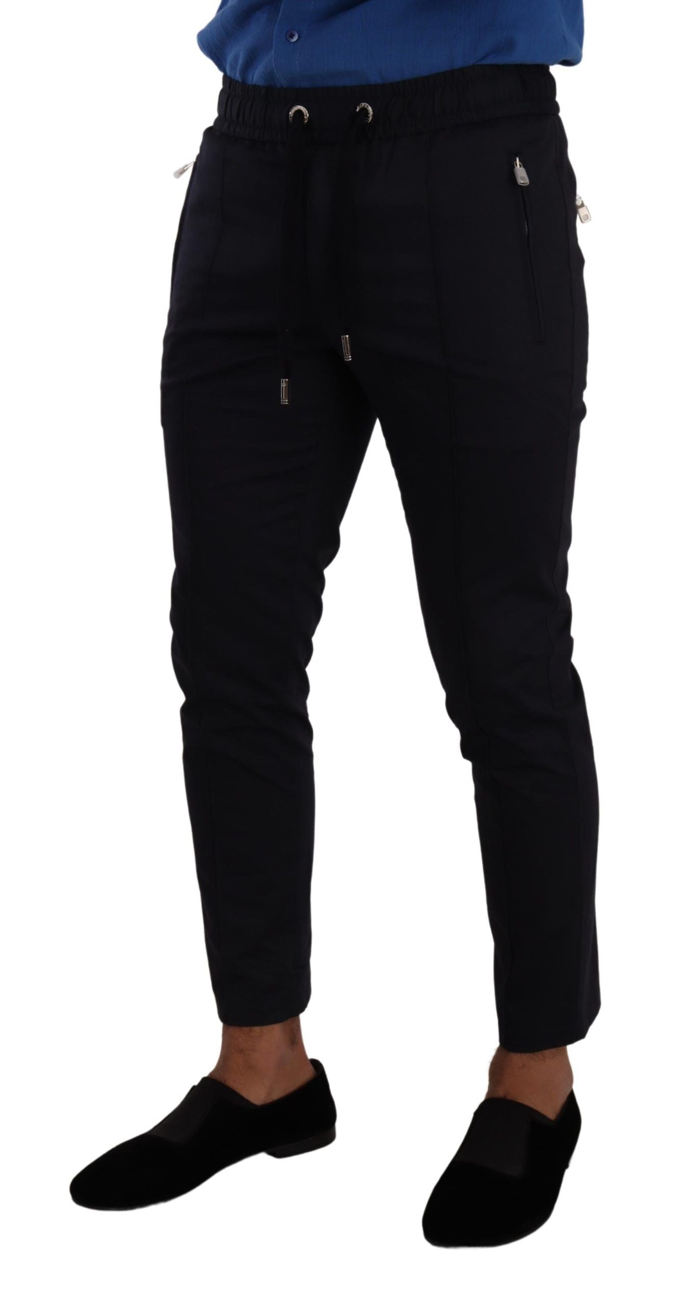 Blue Cotton Stretch Jogging Trouser Pants - ventzia