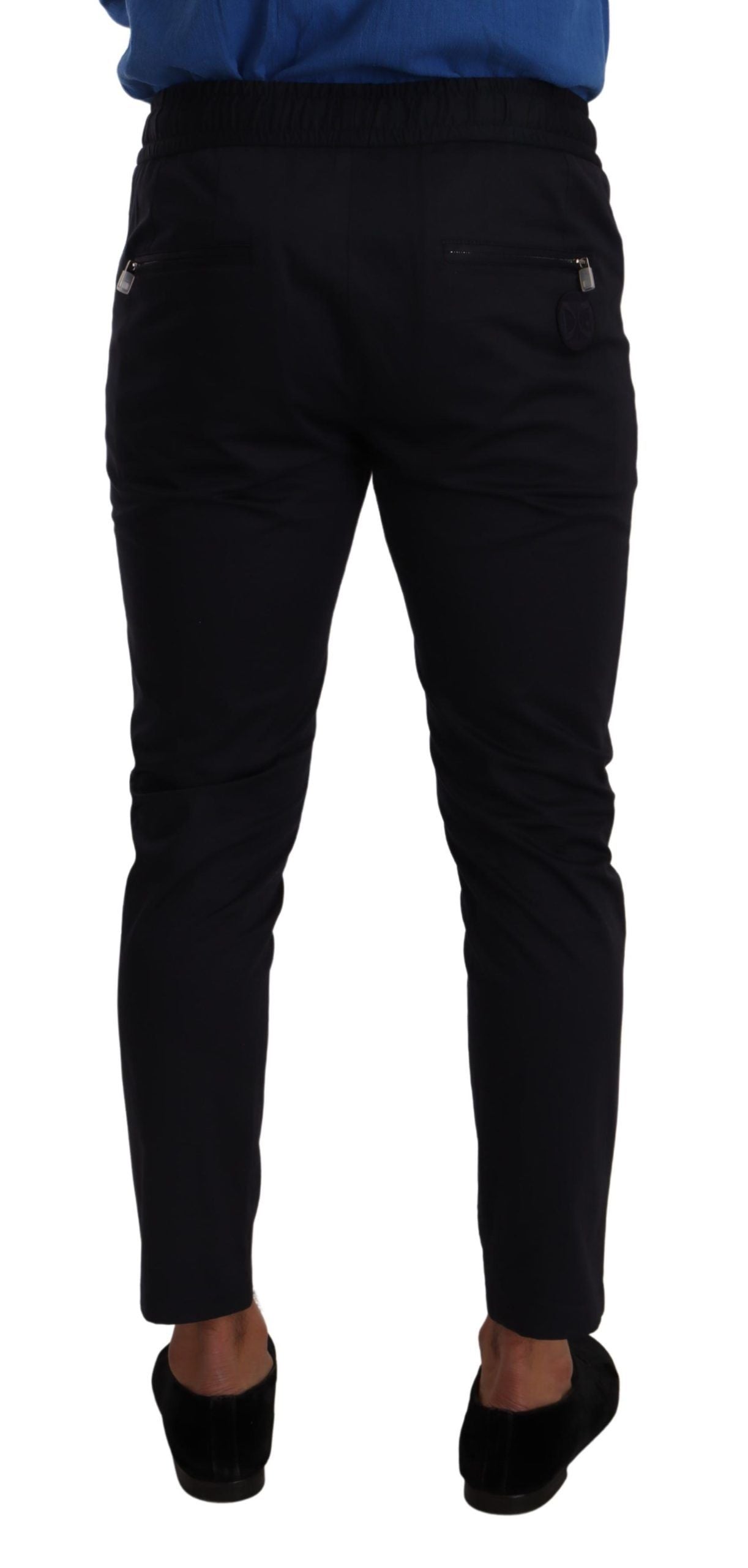 Blue Cotton Stretch Jogging Trouser Pants - ventzia