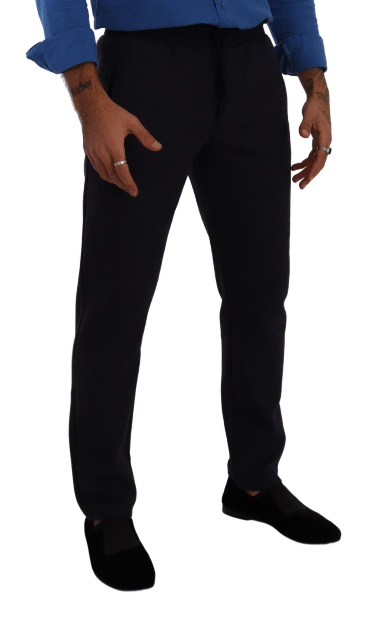 Blue Cotton Stretch Jogging Trouser Pants - ventzia