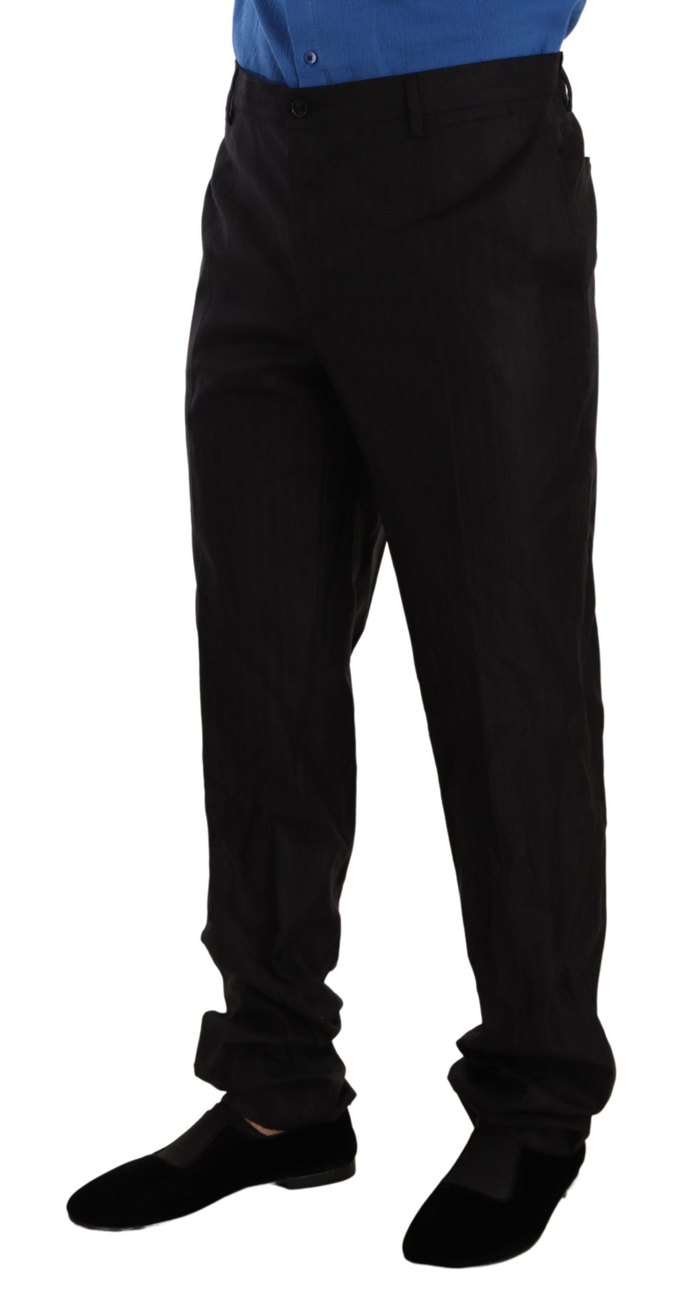 Gray Wool Silk Dress Trouser Dress Pants - ventzia