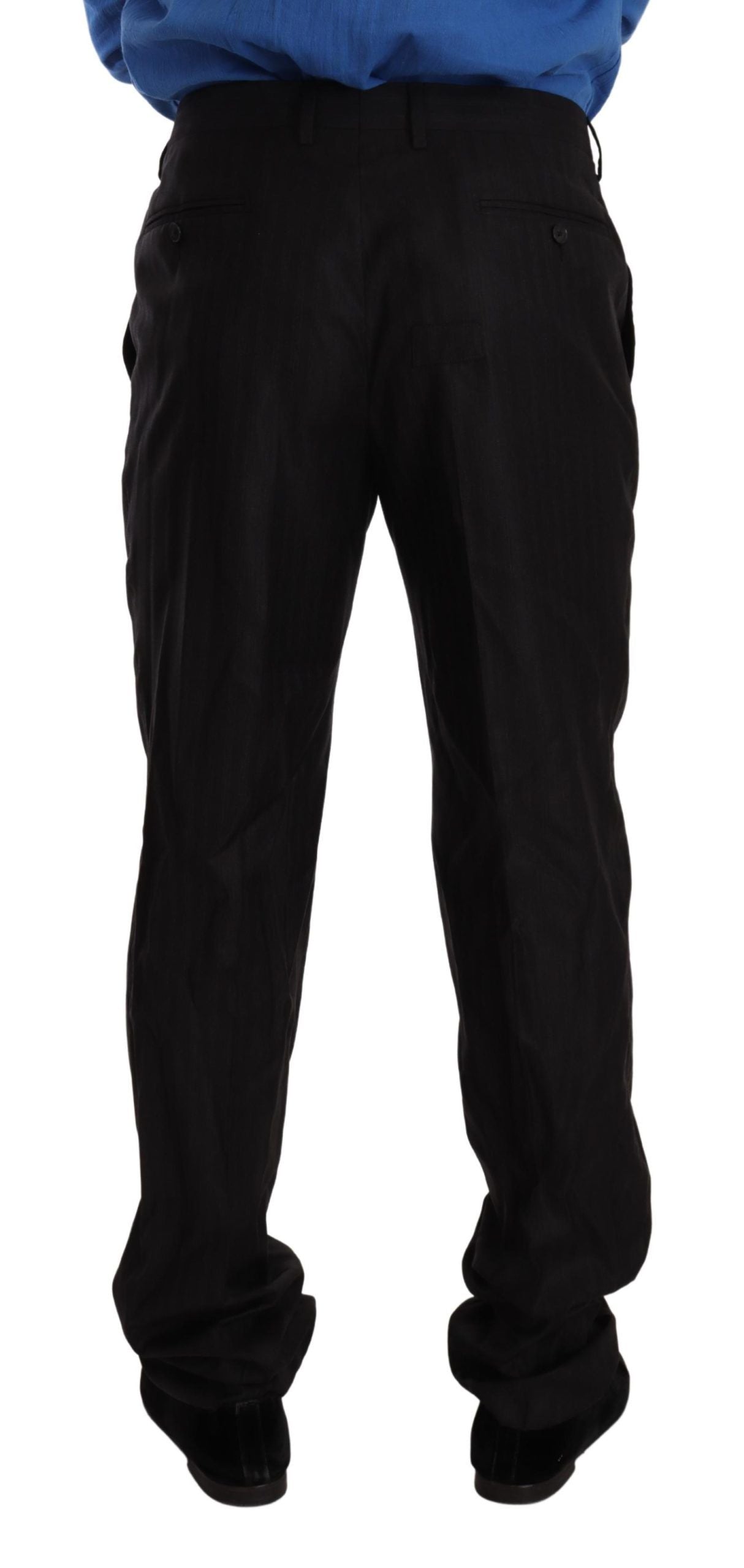 Gray Wool Silk Dress Trouser Dress Pants - ventzia