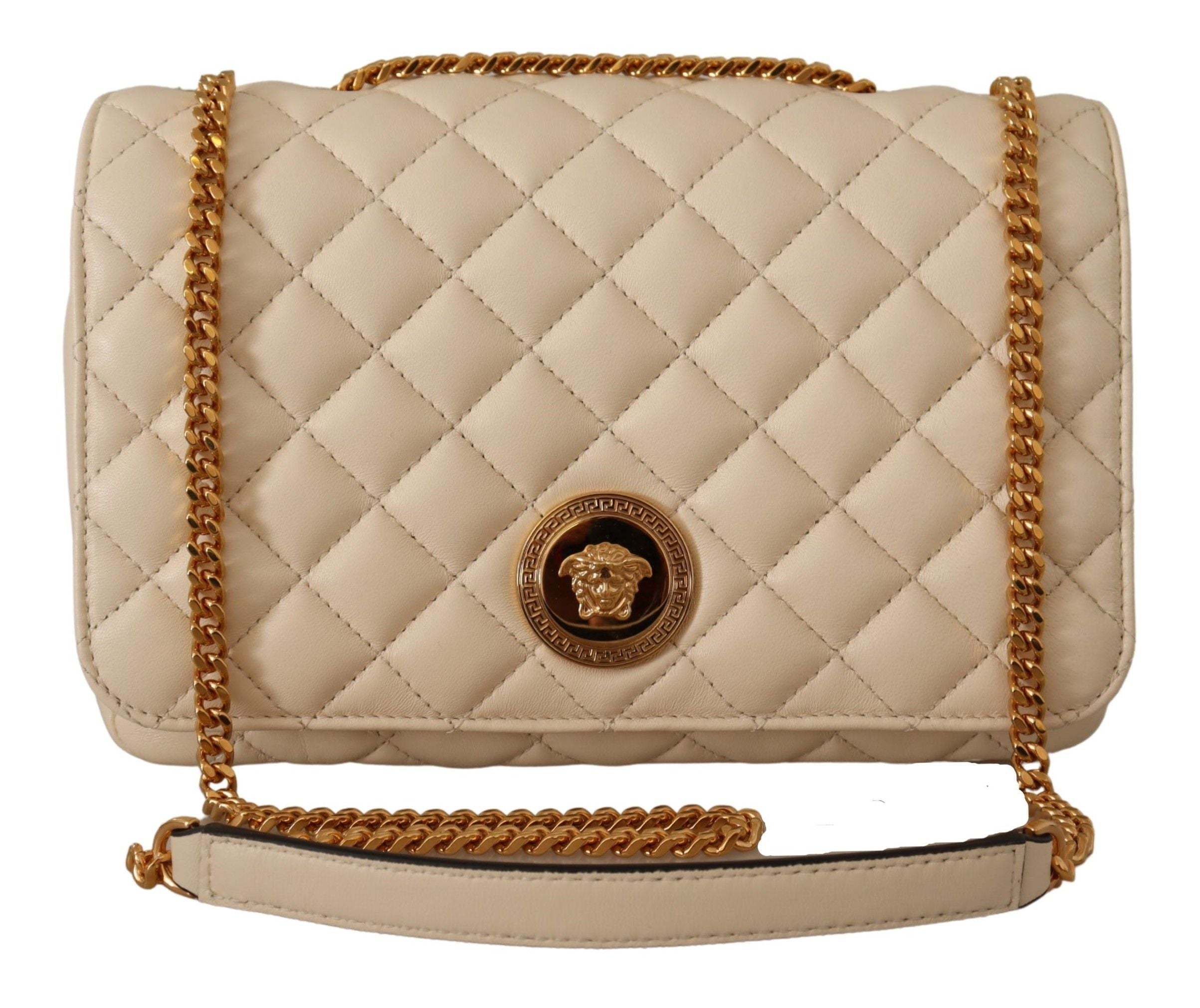 Elegant White Nappa Leather Shoulder Bag - ventzia