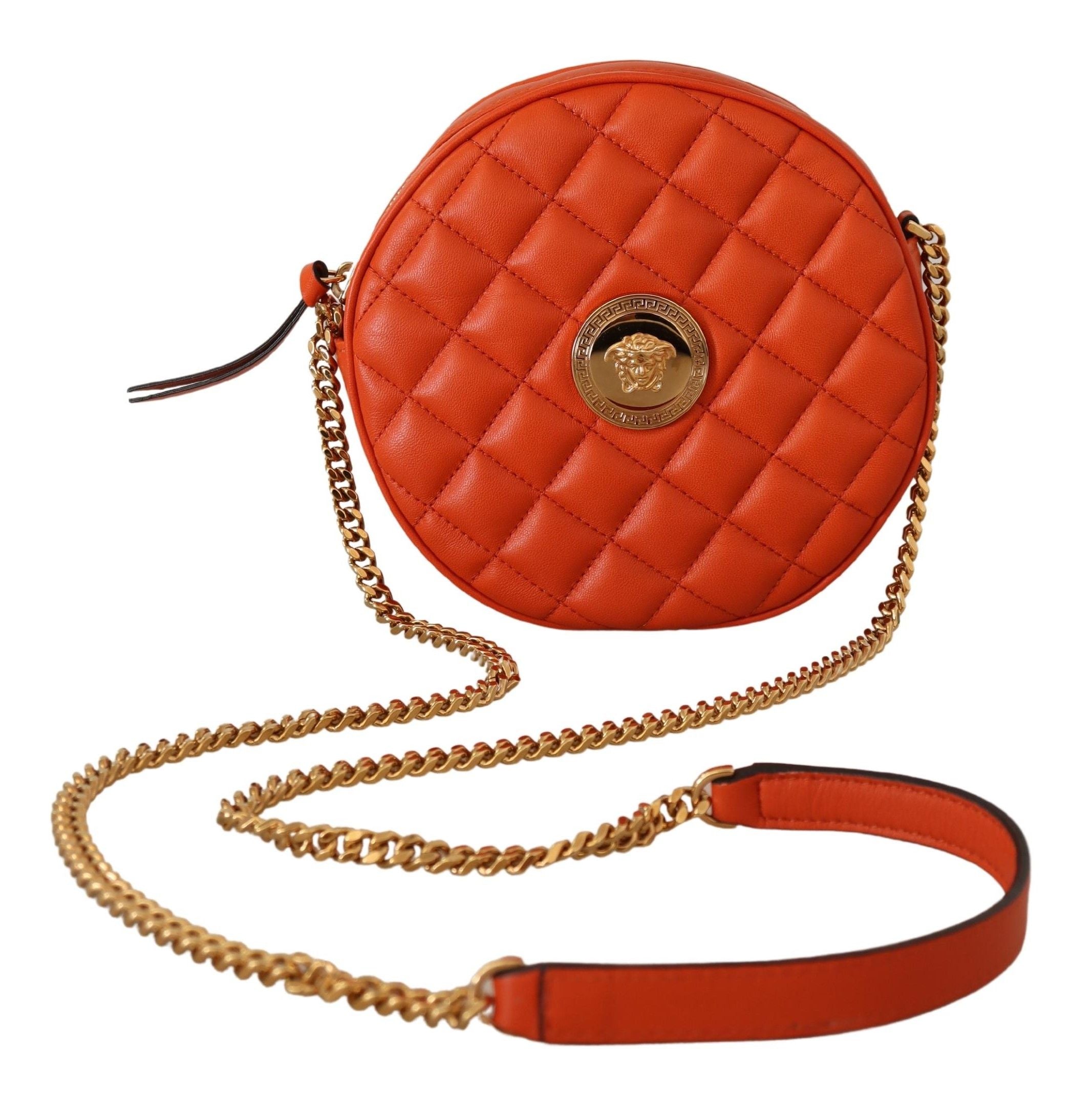Elegant Round Nappa Leather Crossbody Bag - ventzia