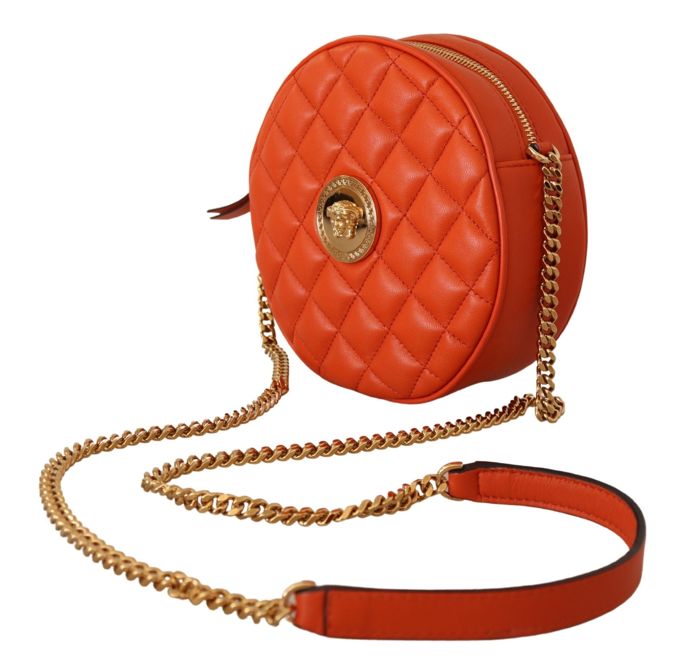 Elegant Round Nappa Leather Crossbody Bag - ventzia
