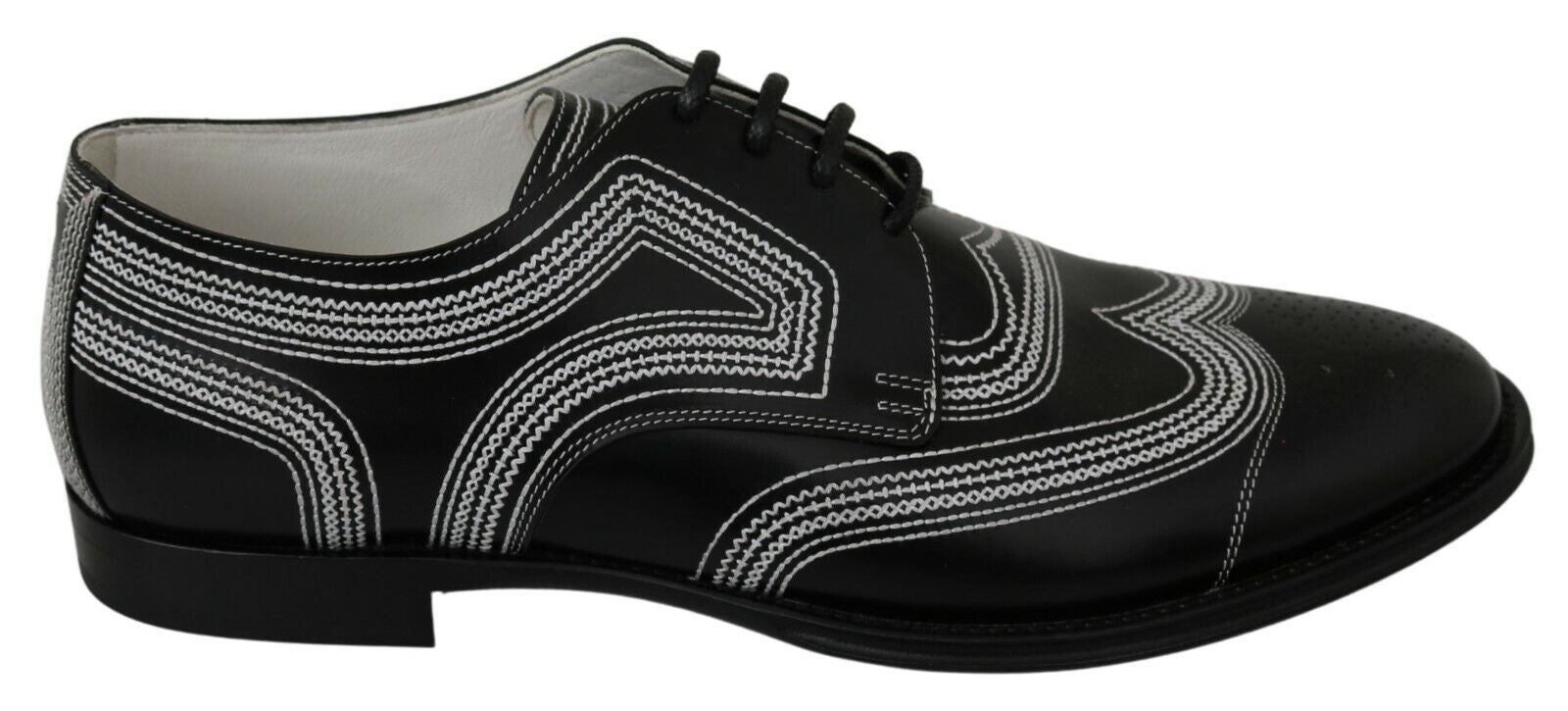 Black Leather Derby Formal White Lace Shoes - ventzia