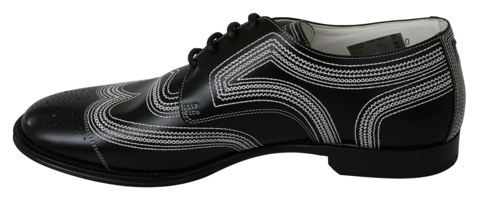 Black Leather Derby Formal White Lace Shoes - ventzia