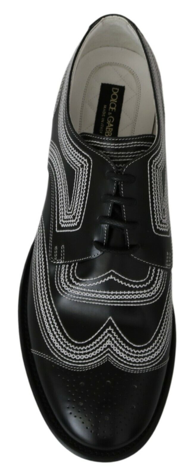 Black Leather Derby Formal White Lace Shoes - ventzia