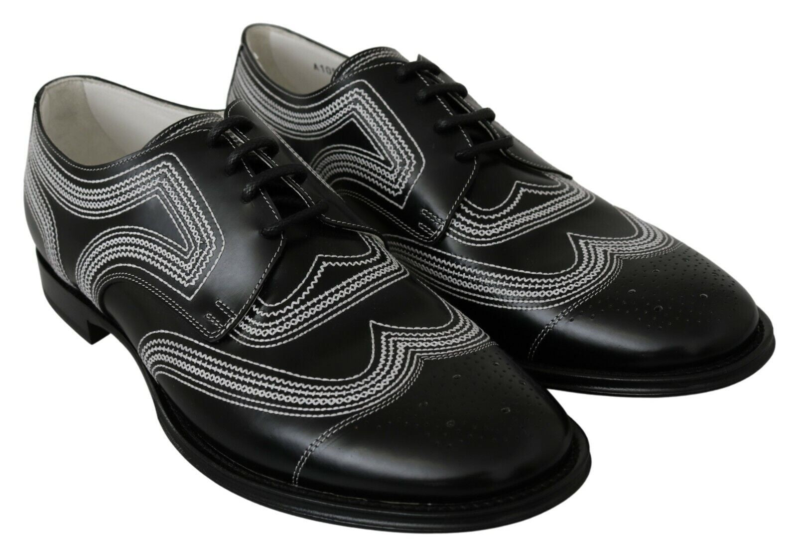 Black Leather Derby Formal White Lace Shoes - ventzia