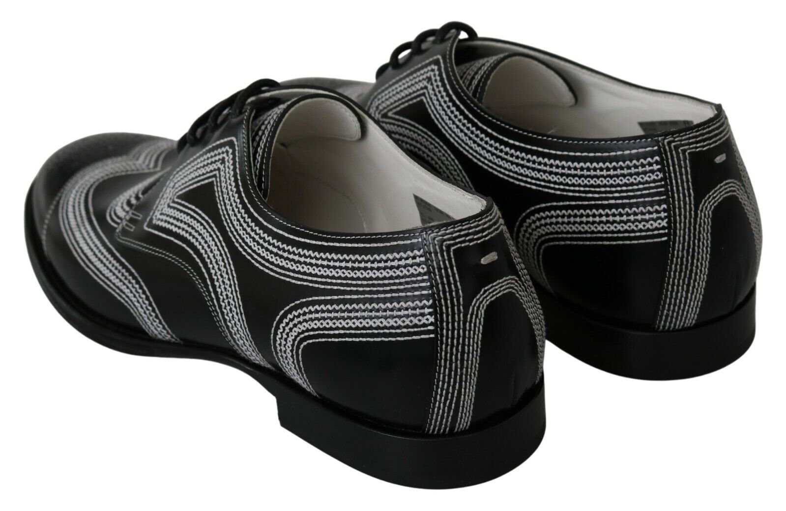 Black Leather Derby Formal White Lace Shoes - ventzia