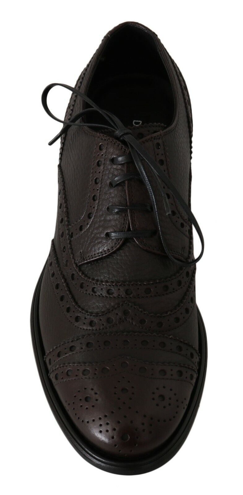Brown Leather Wingtip Derby Formal Shoes - ventzia