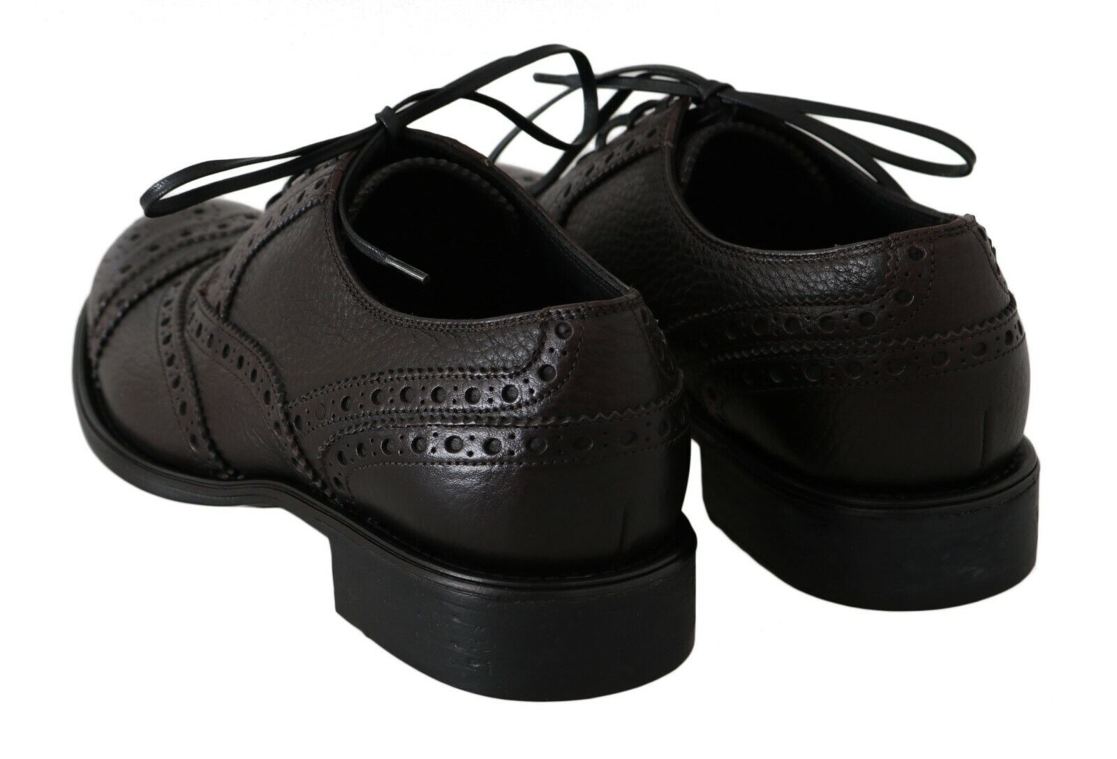 Brown Leather Wingtip Derby Formal Shoes - ventzia
