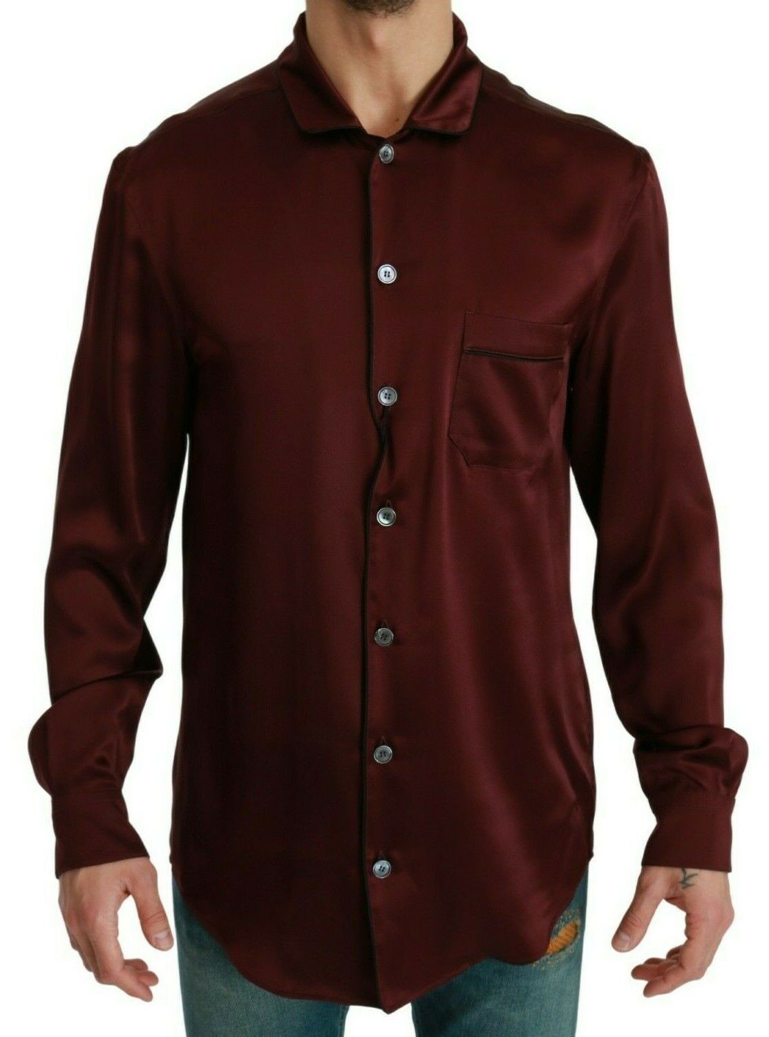 Bordeaux Silk Pajama Casual Shirt - ventzia