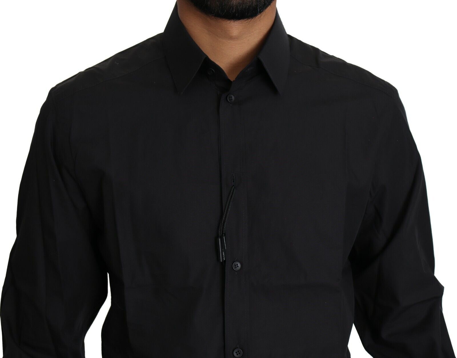 Black Cotton Formal Dress Men Top Shirt - ventzia