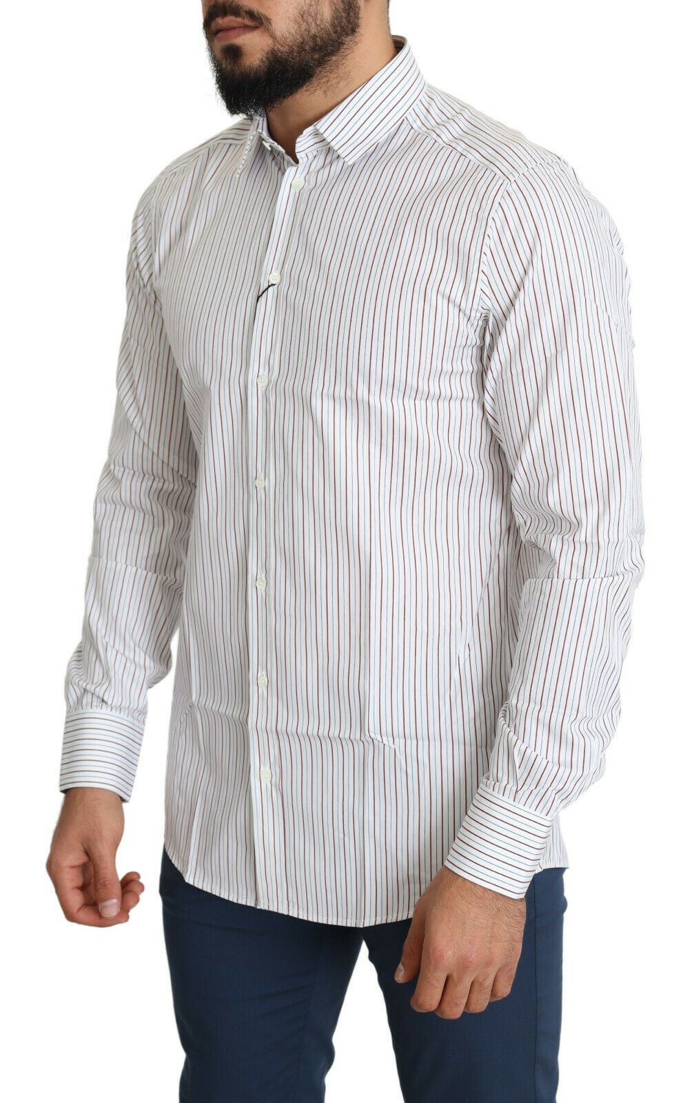 White Striped Formal MARTINI Shirt - ventzia
