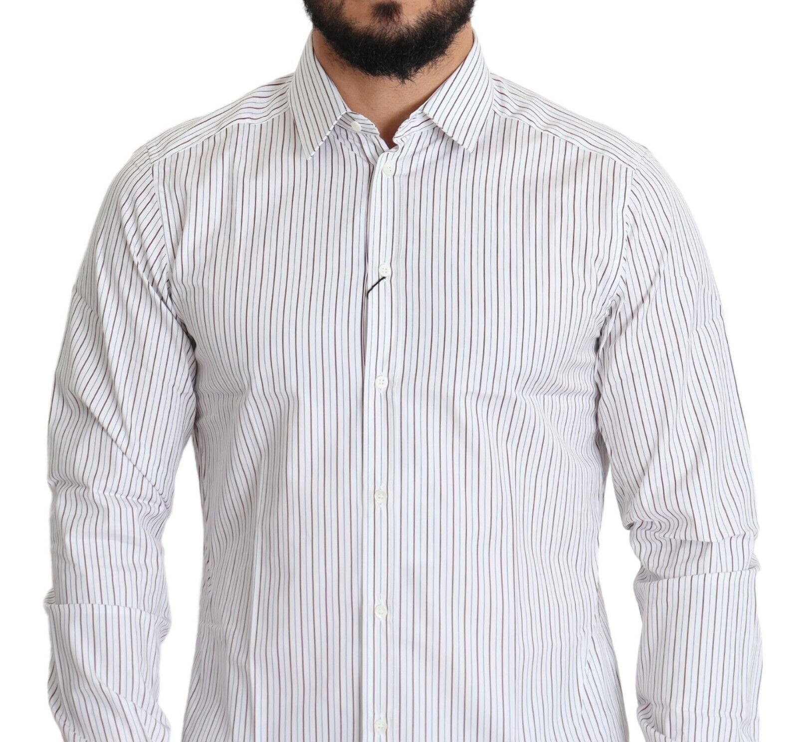 White Striped Formal MARTINI Shirt - ventzia