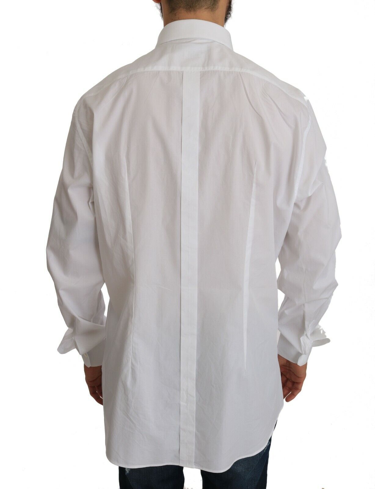 White 100% Cotton GOLD Slim Dress Shirt - ventzia