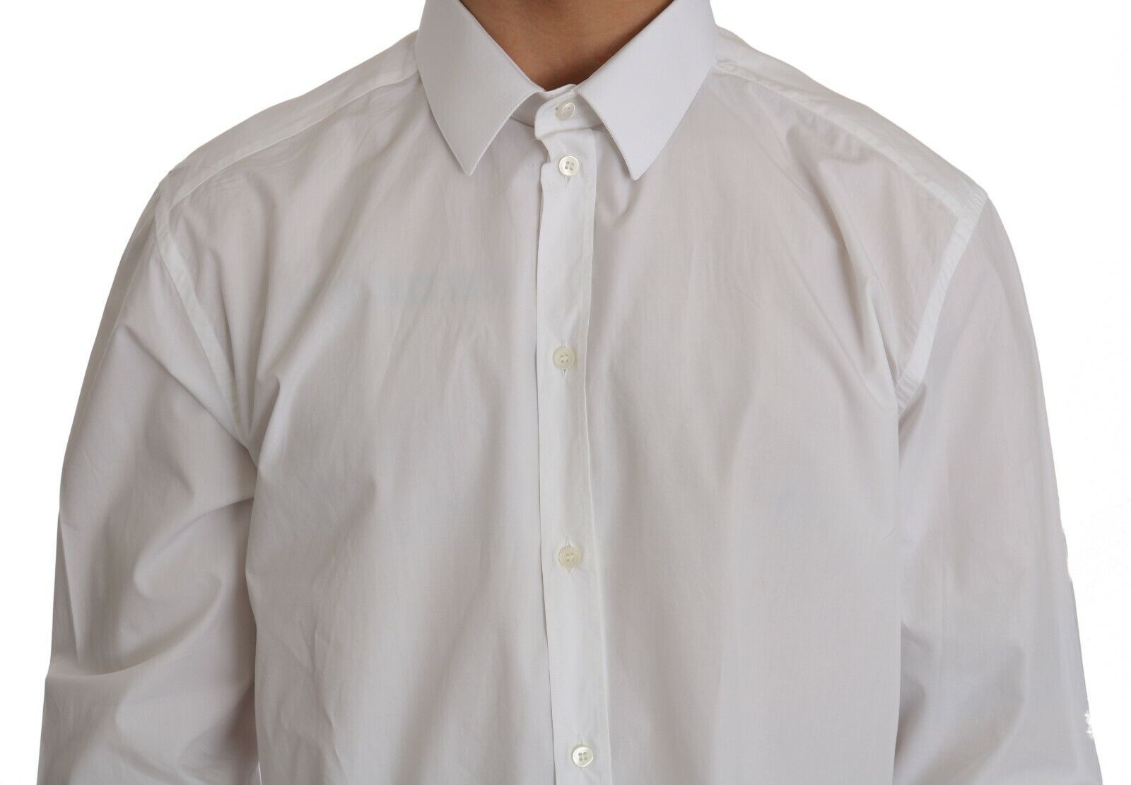 White 100% Cotton GOLD Slim Dress Shirt - ventzia