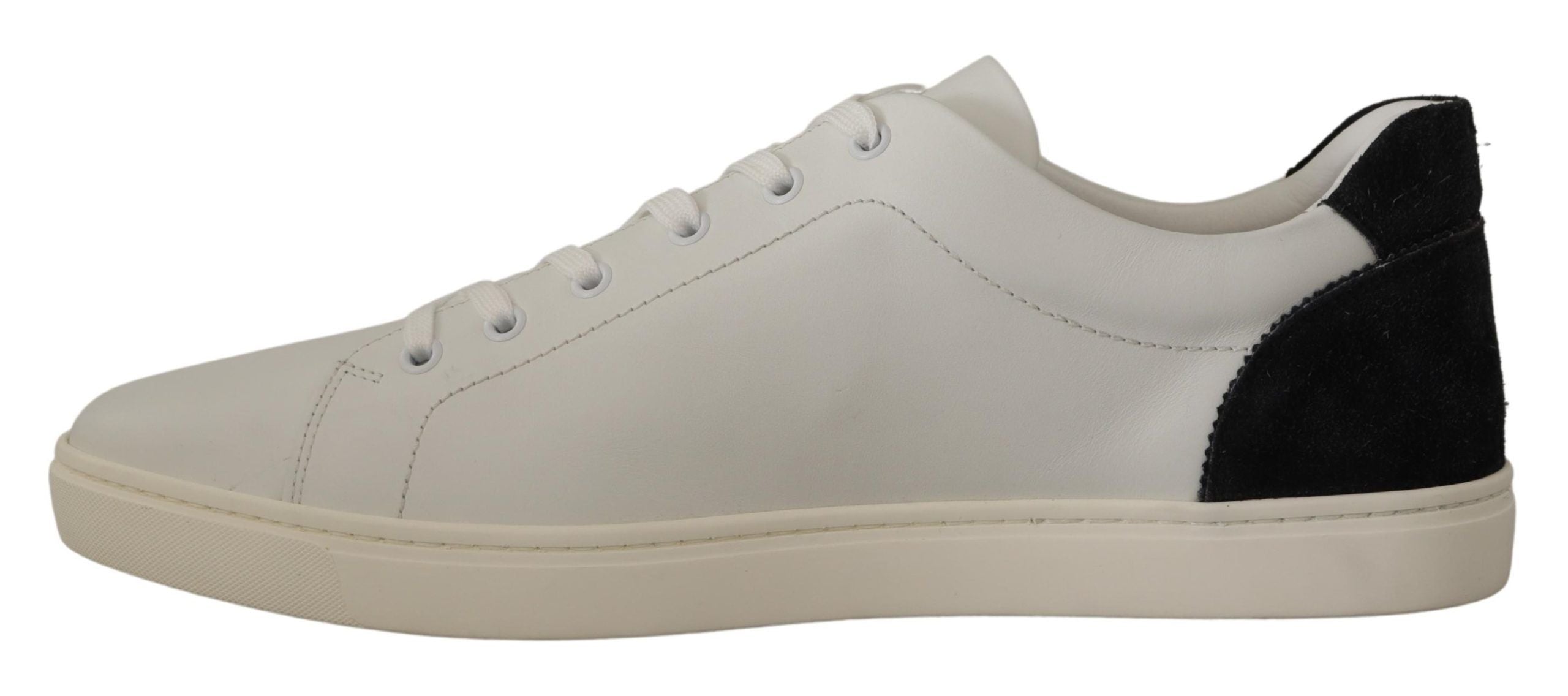 White Black Leather Low Shoes Sneakers - ventzia