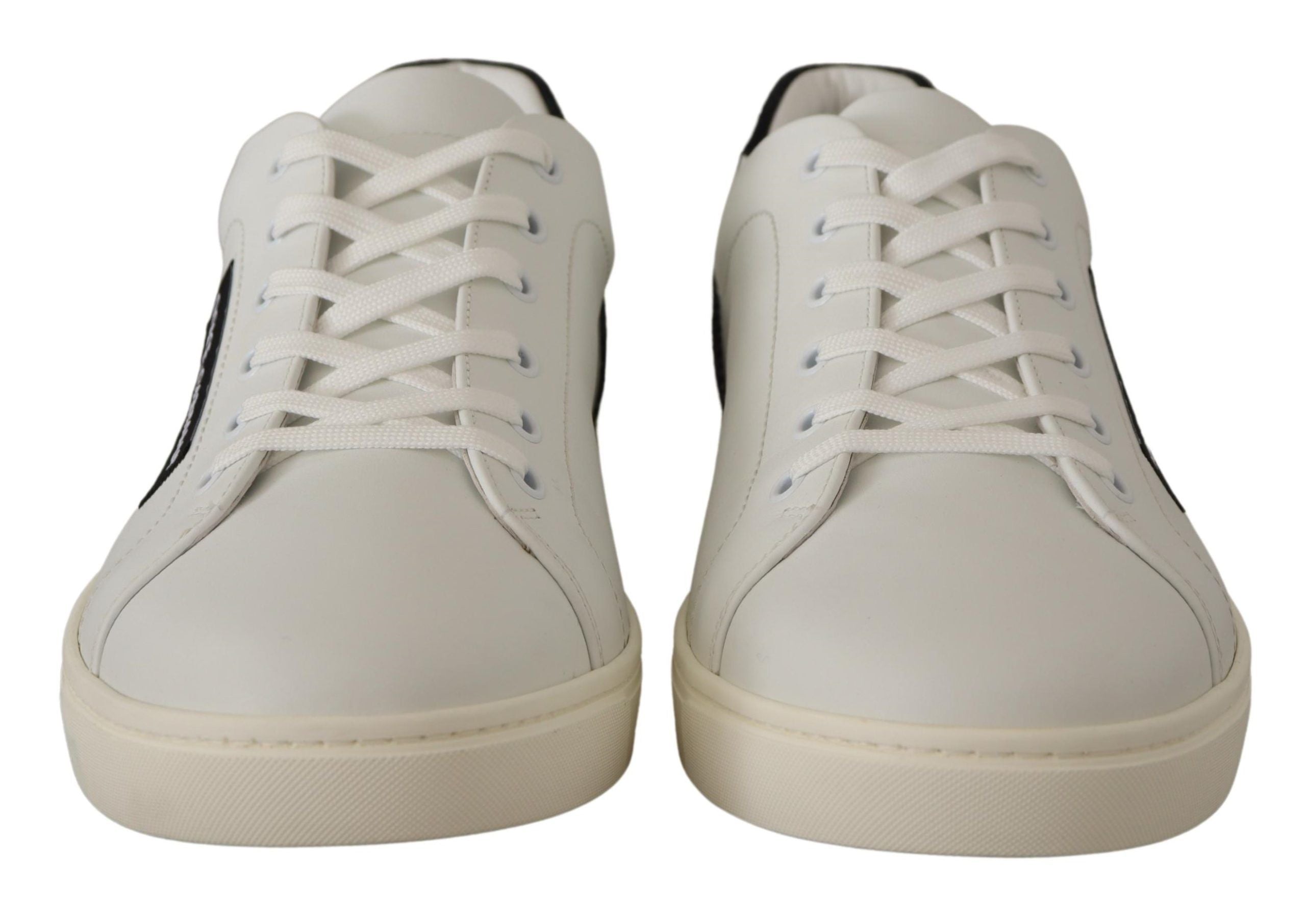 White Black Leather Low Shoes Sneakers - ventzia