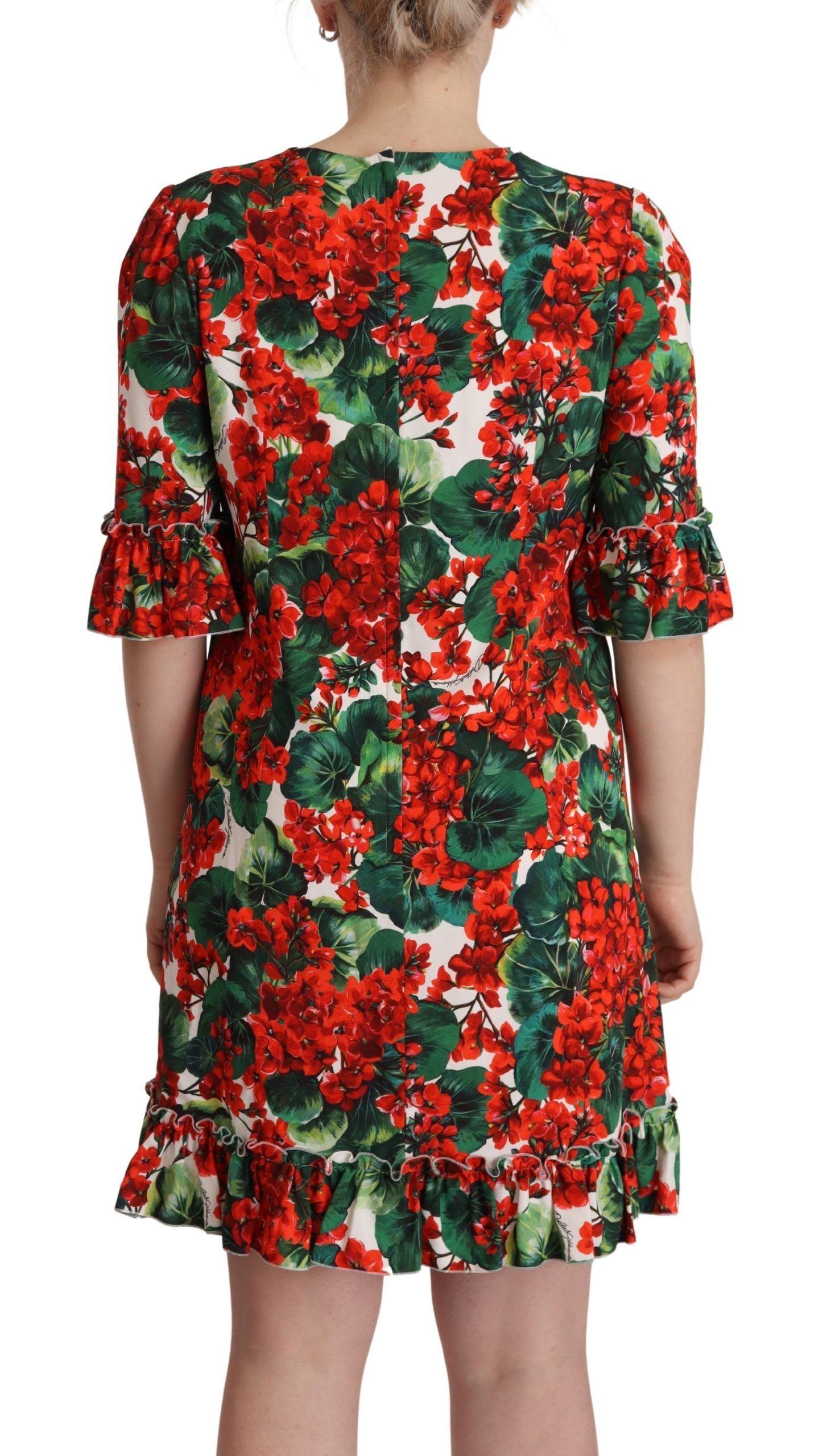 Multicolor Red Floral Shift Gown Dress - ventzia