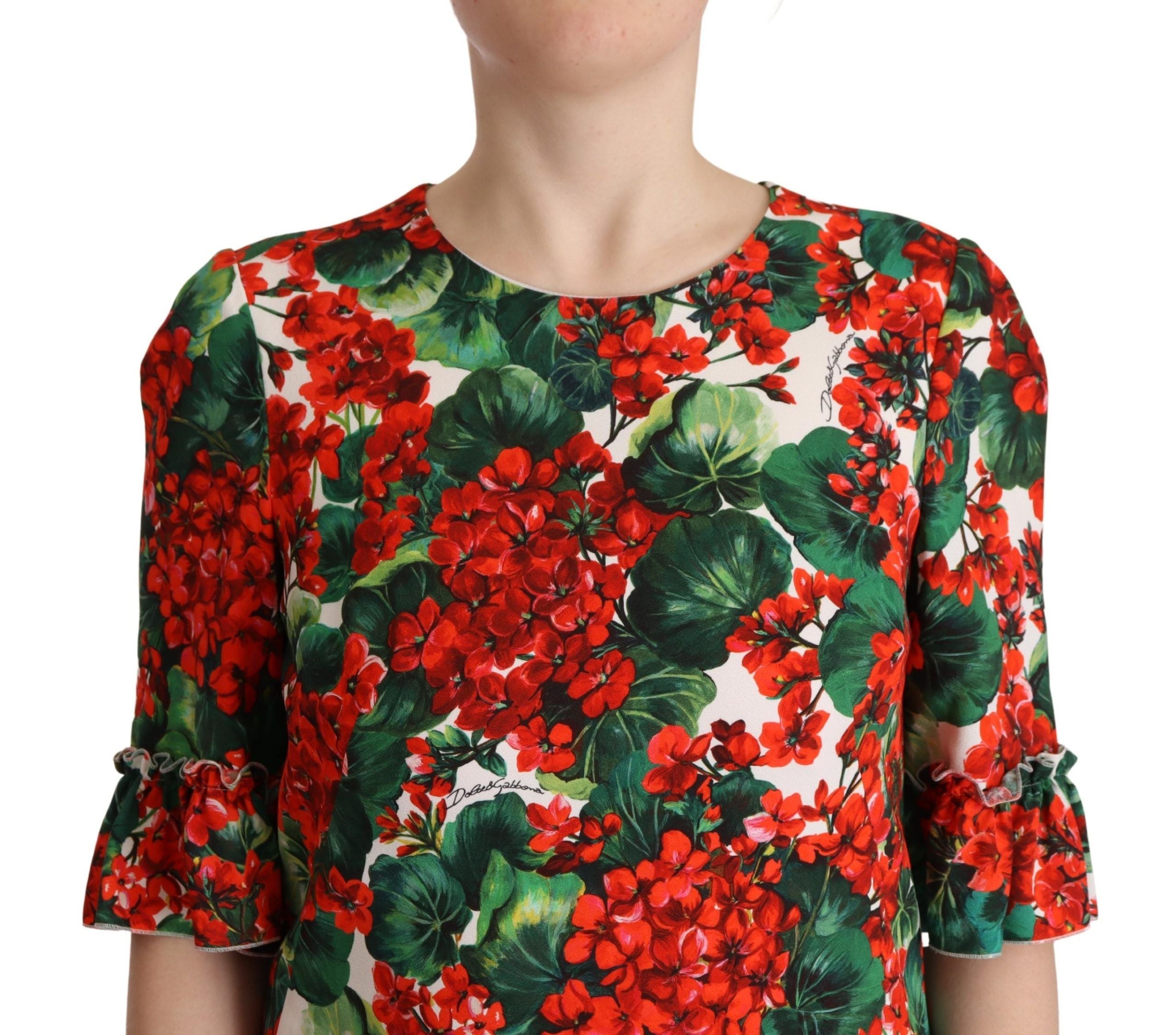 Multicolor Red Floral Shift Gown Dress - ventzia