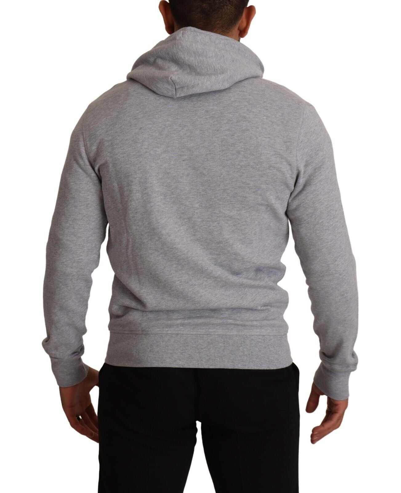 Gray Full Zip Hooded Cotton Sweatshirt Sweater - ventzia