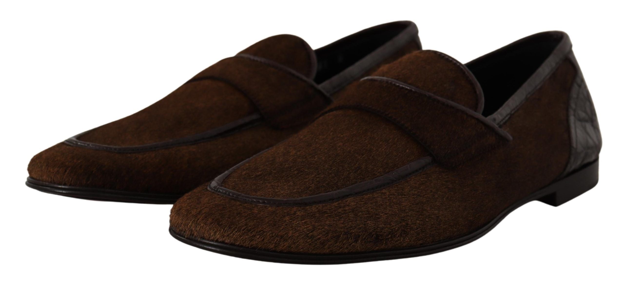 Shoes Dress Loafers Brown Leather Slip Shoes - ventzia