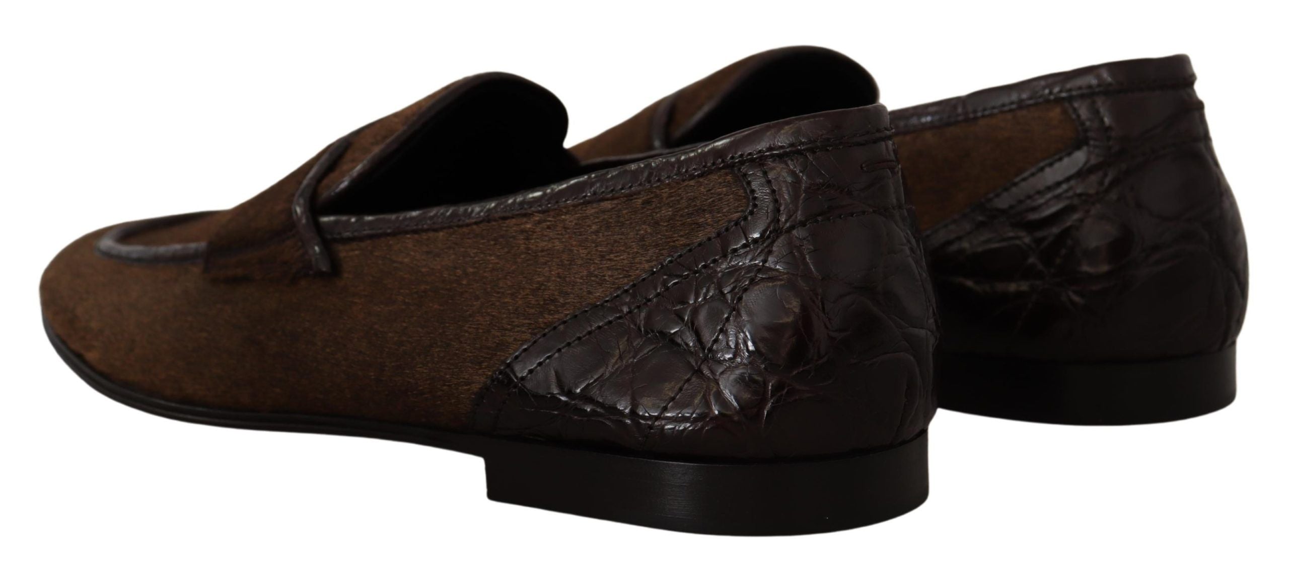 Shoes Dress Loafers Brown Leather Slip Shoes - ventzia