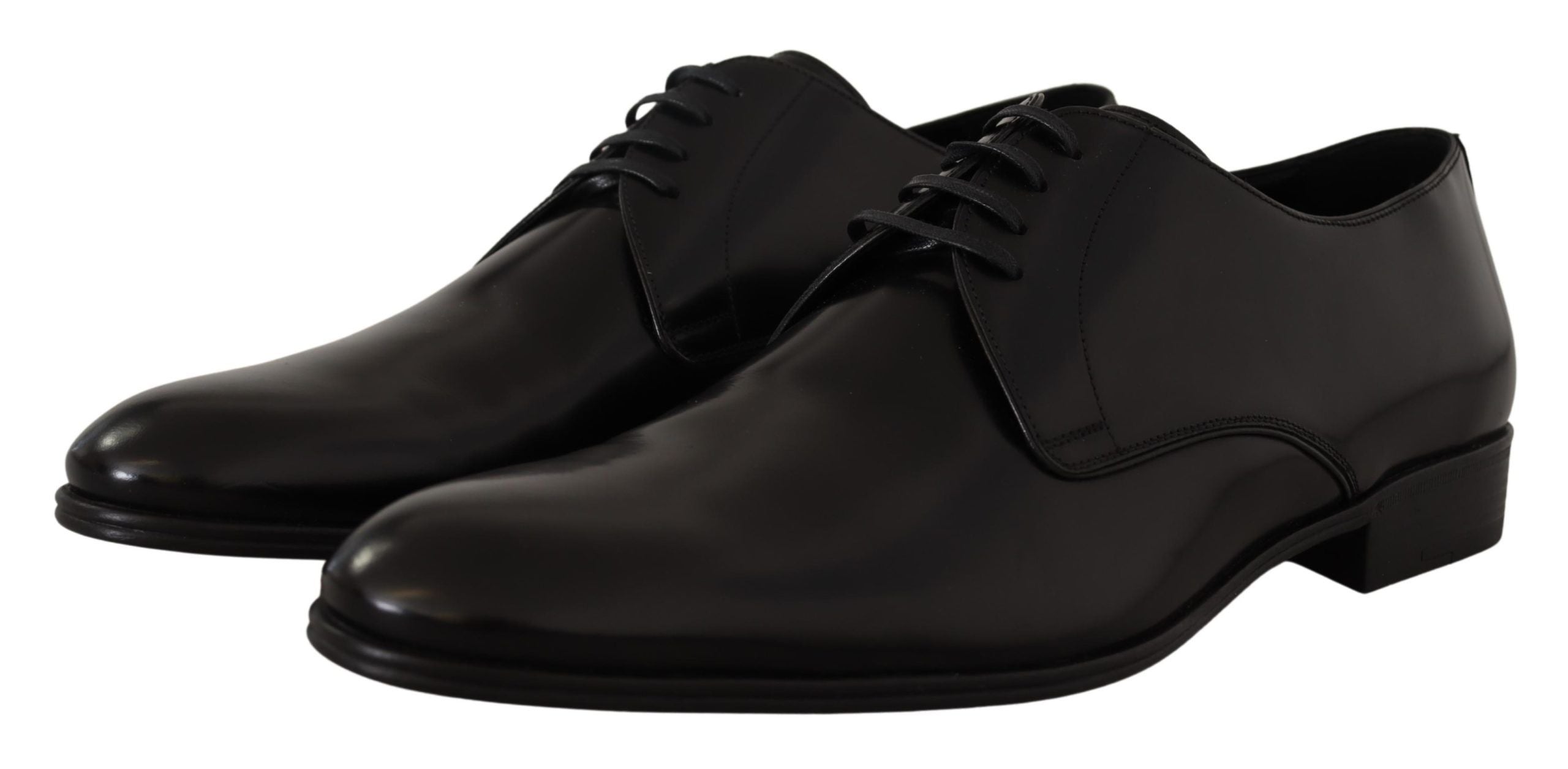 Black Leather Lace Up Formal Derby Shoes - ventzia