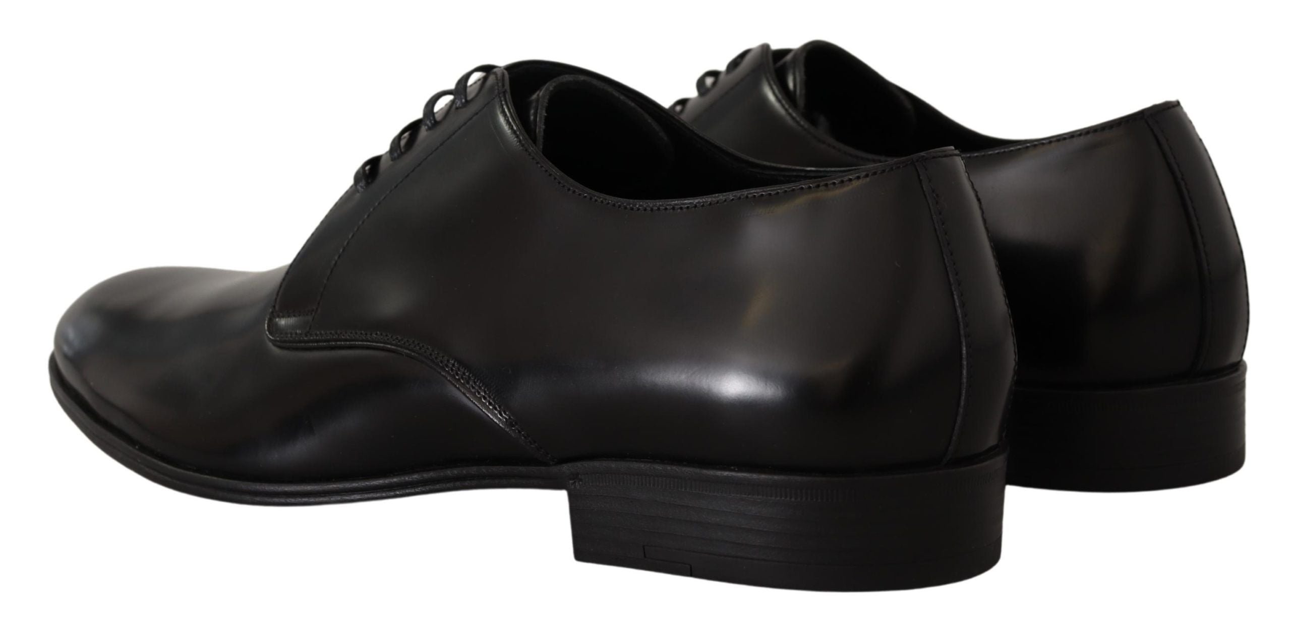 Black Leather Lace Up Formal Derby Shoes - ventzia