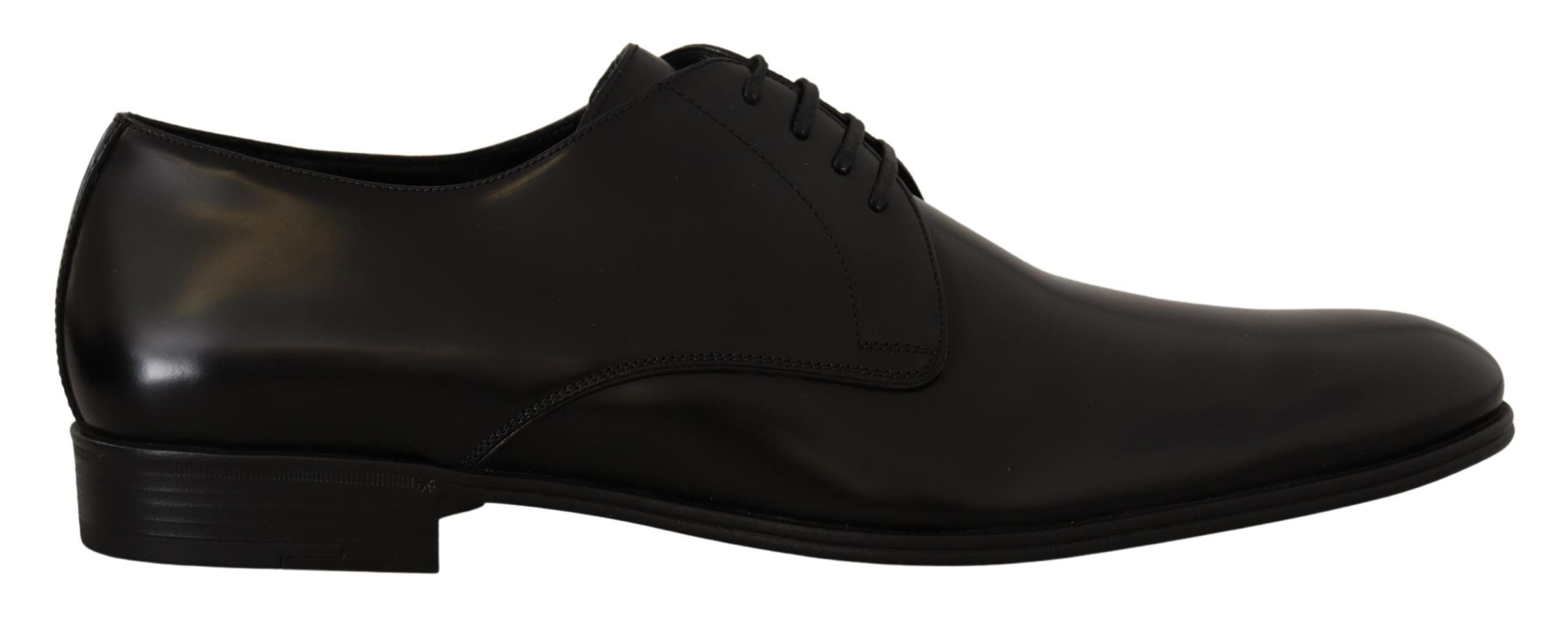 Black Leather Lace Up Formal Derby Shoes - ventzia