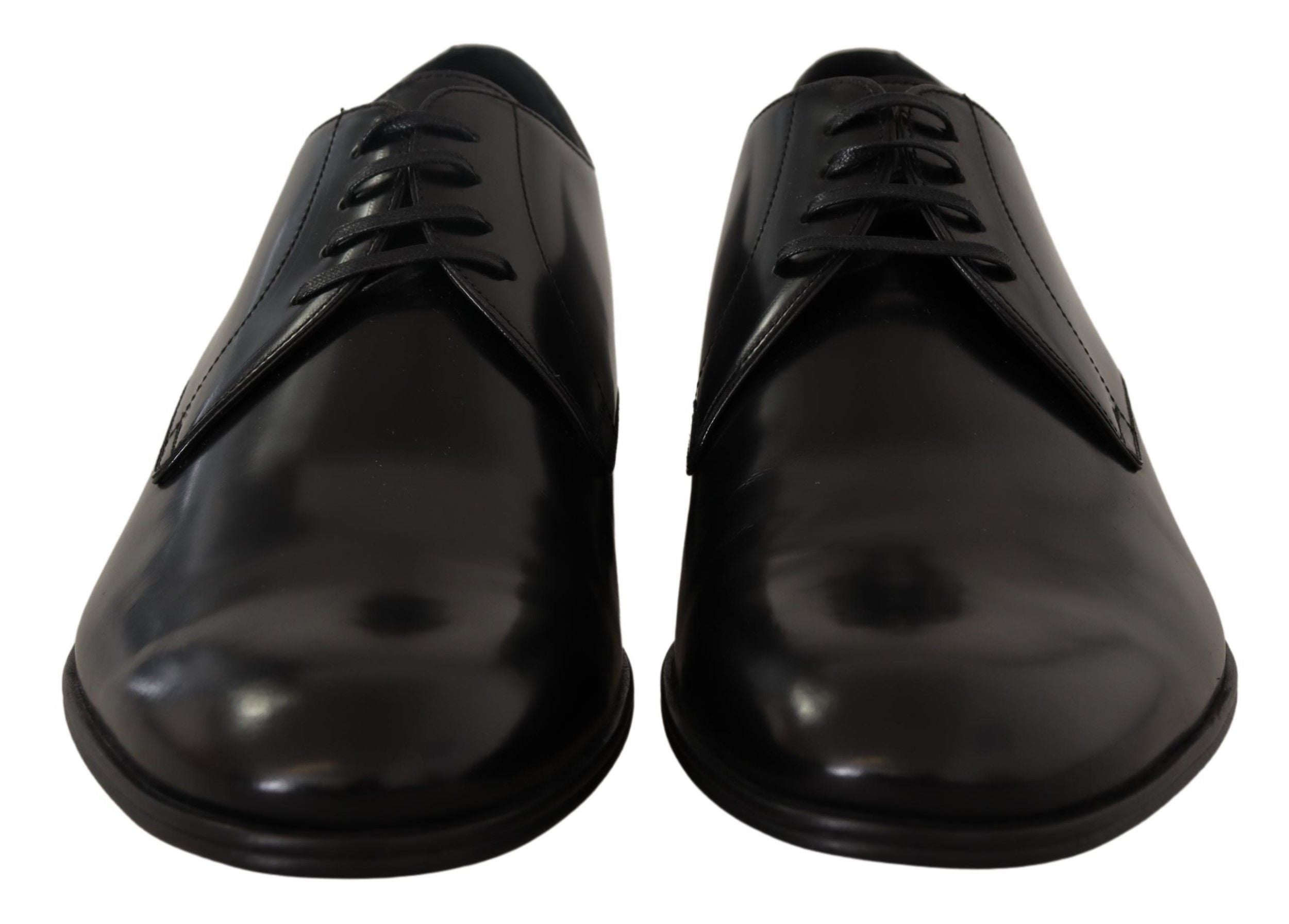 Black Leather Lace Up Formal Derby Shoes - ventzia